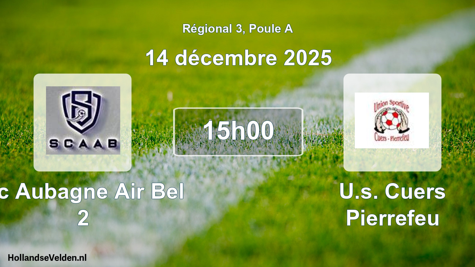 Scheduled Match: Sc Aubagne Air Bel 2 - U.s. Cuers Pierrefeu (14 December 2025)