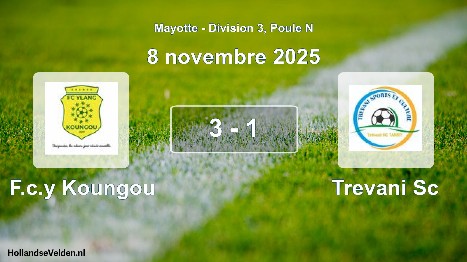 Gespeelde wedstrijd: F.c.y Koungou - Trevani Sc 3 - 1 (8 november 2025)