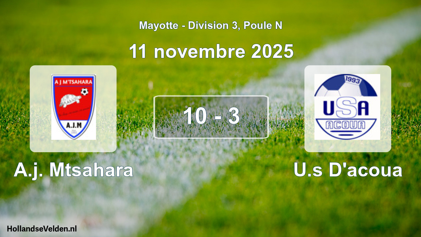 Total number of matches played: A.j. Mtsahara - U.s D'acoua 10 - 3 (11 November 2025)