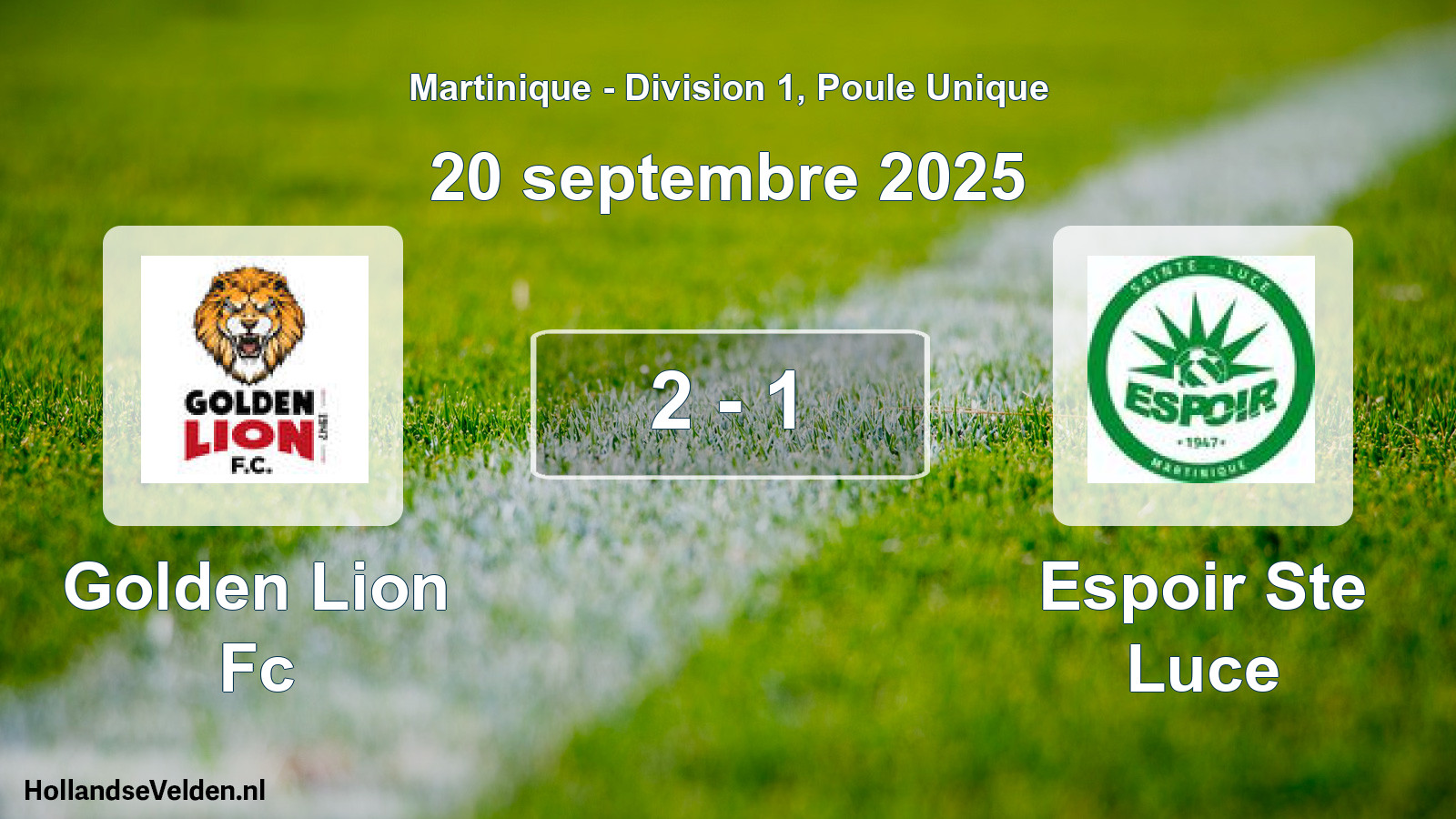 Total number of matches played: Golden Lion Fc - Espoir Ste Luce 2 - 1 (20 September 2025)