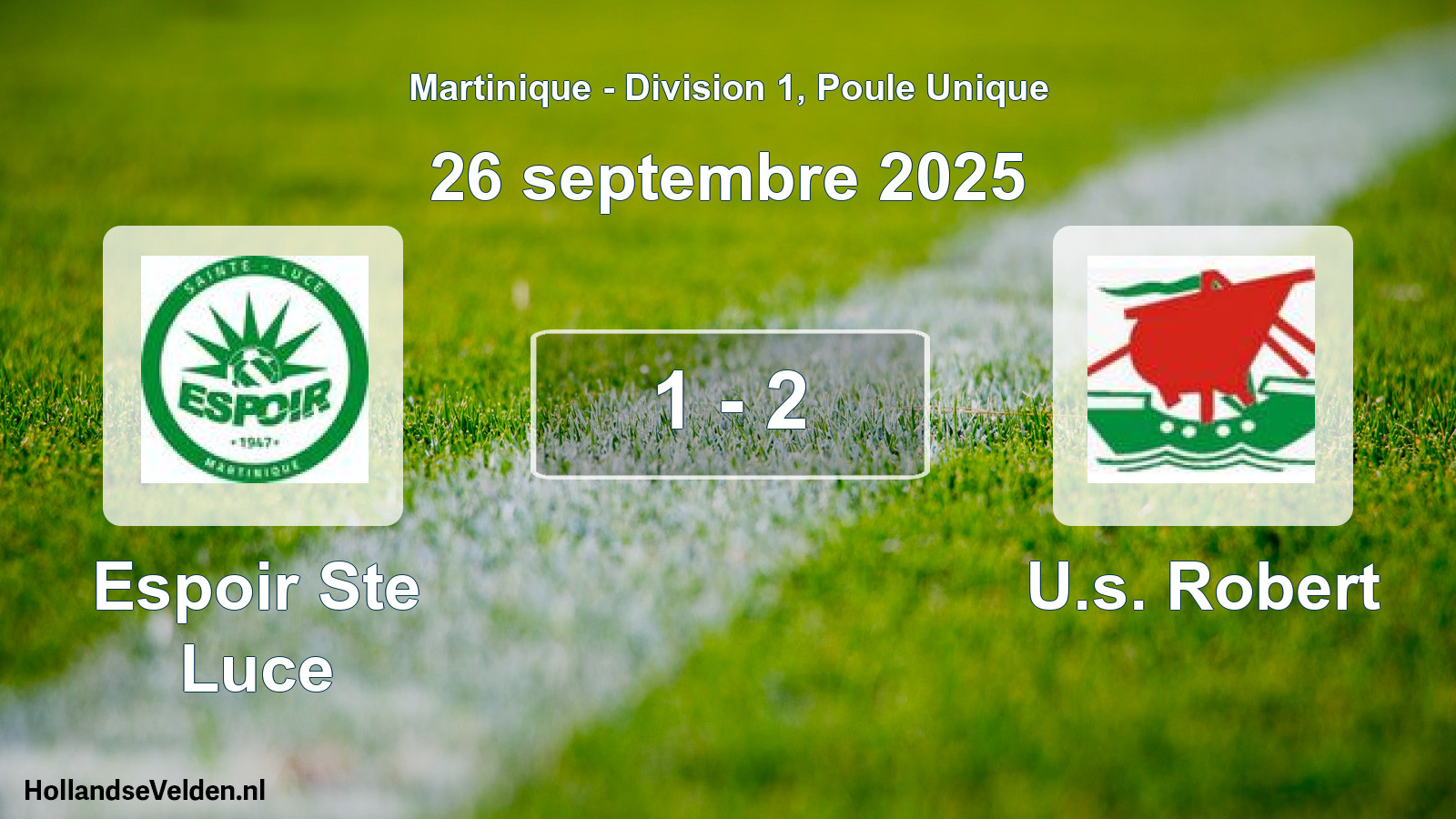 Total number of matches played: Espoir Ste Luce - U.s. Robert 1 - 2 (26 September 2025)