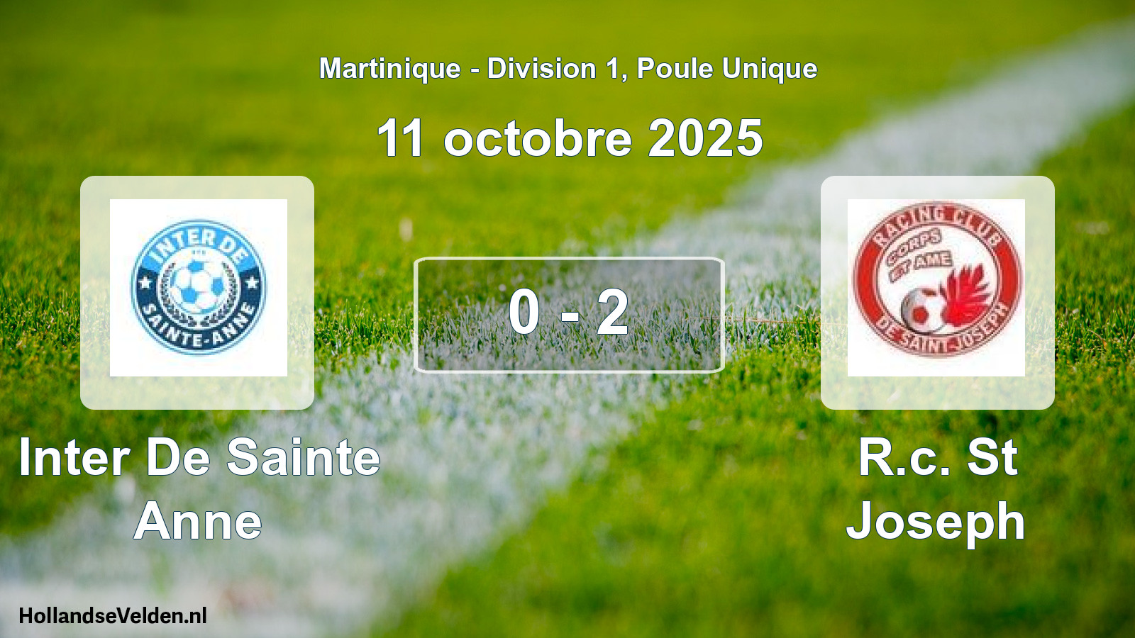 Total number of matches played: Inter De Sainte Anne - R.c. St Joseph 0 - 2 (11 October 2025)