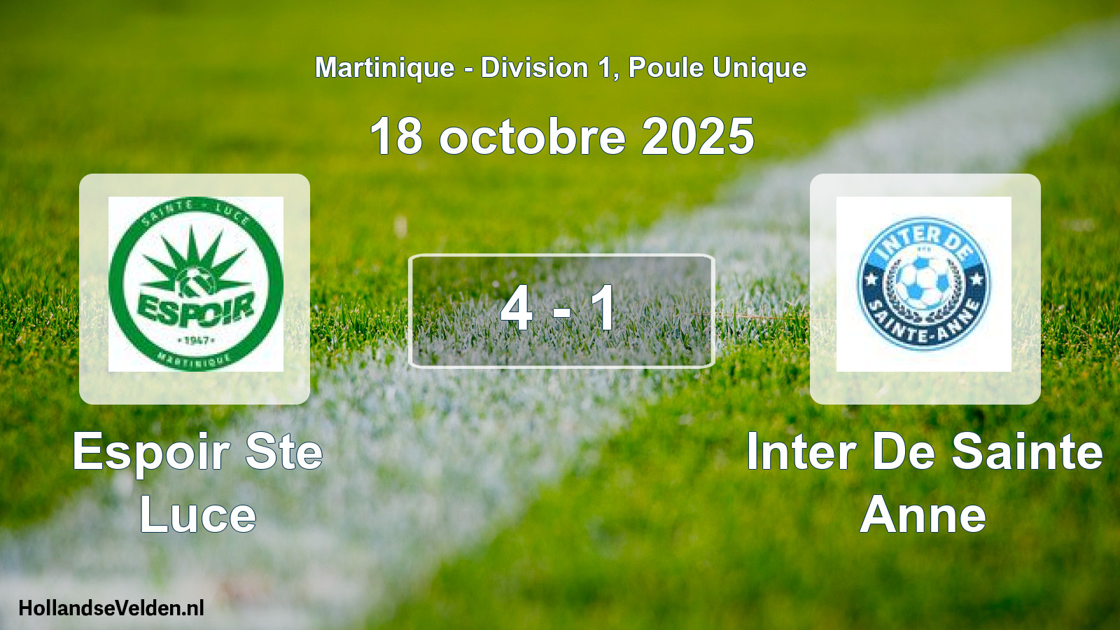 Gespeelde wedstrijd: Espoir Ste Luce - Inter De Sainte Anne 4 - 1 (18 oktober 2025)