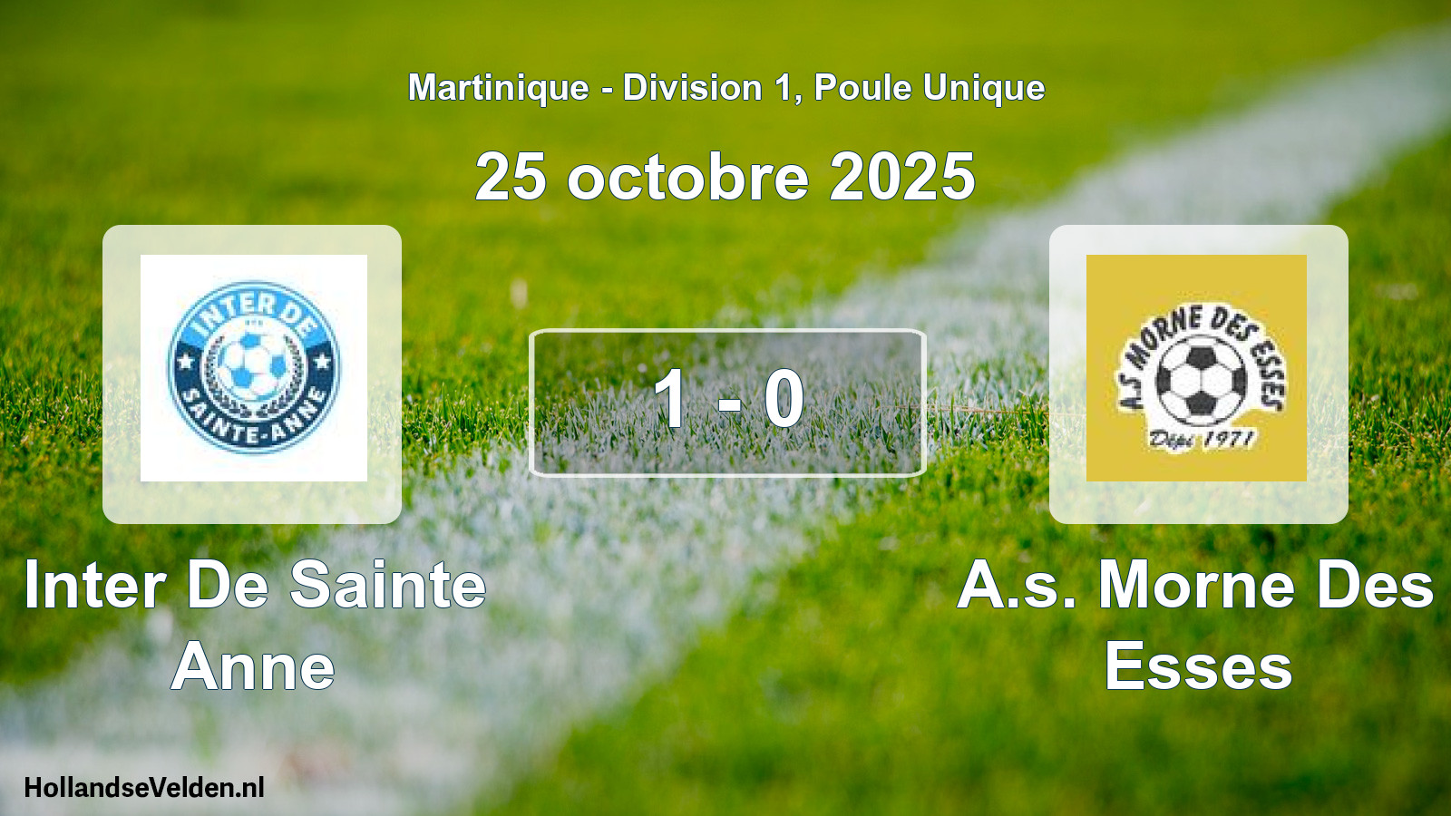 Gespeelde wedstrijd: Inter De Sainte Anne - A.s. Morne Des Esses 1 - 0 (25 oktober 2025)