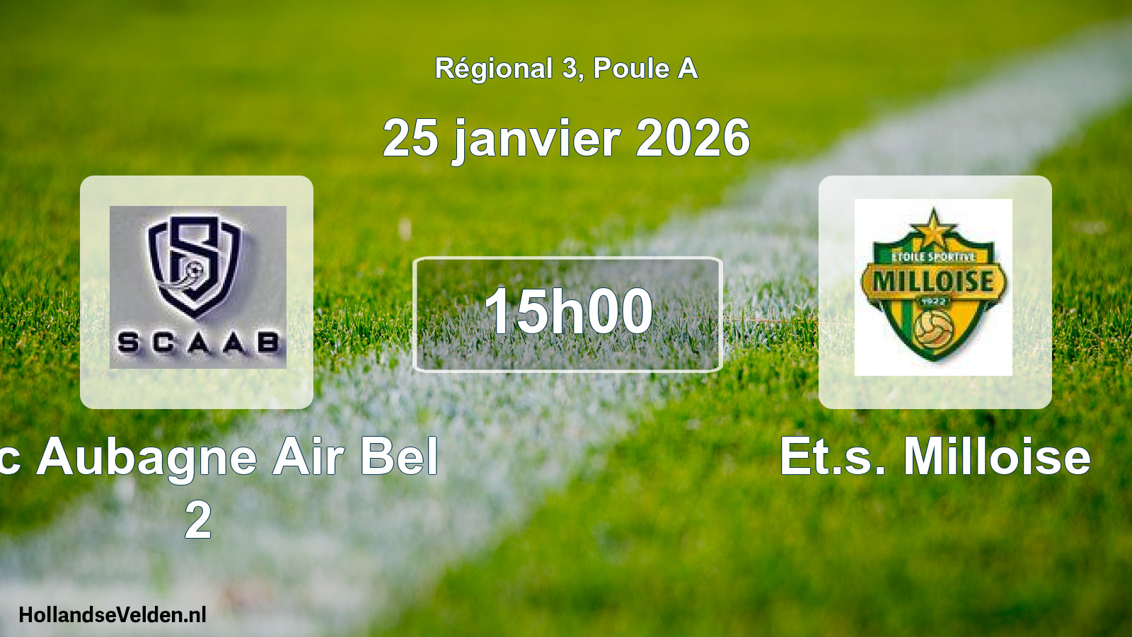 Geplande wedstrijd: Sc Aubagne Air Bel 2 - Et.s. Milloise (25 janvier 2026)