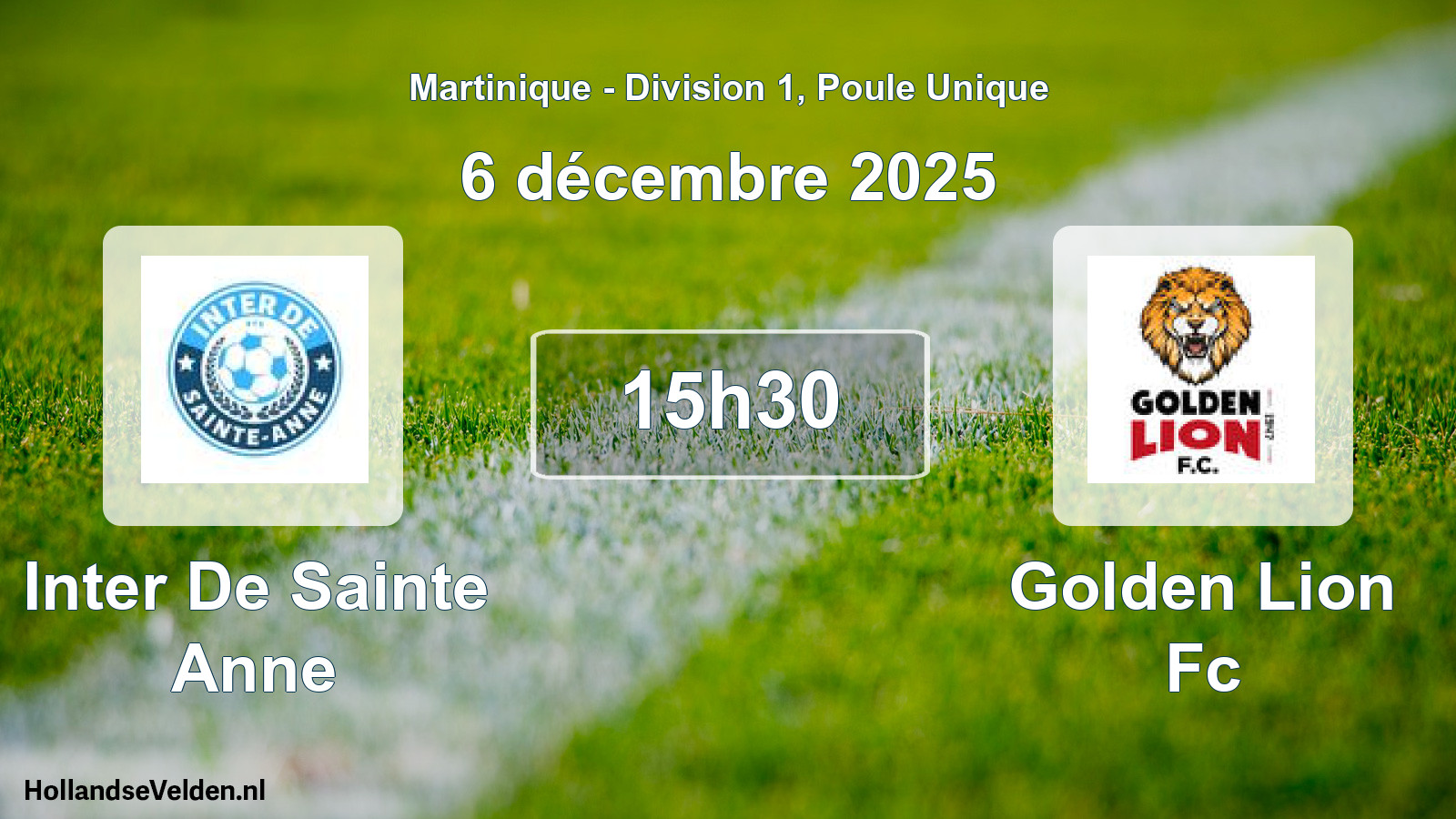 Geplande wedstrijd: Inter De Sainte Anne - Golden Lion Fc (6 december 2025)
