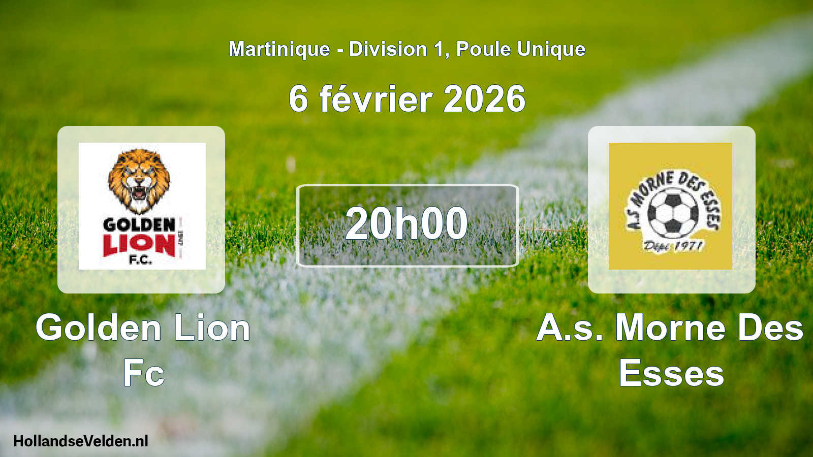 Match programmé: Golden Lion Fc - A.s. Morne Des Esses (6 février 2026)