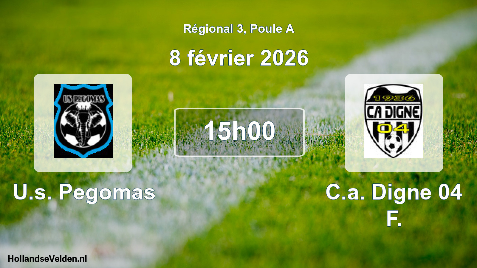 Geplande wedstrijd: U.s. Pegomas - C.a. Digne 04 F. (8 februari 2026)