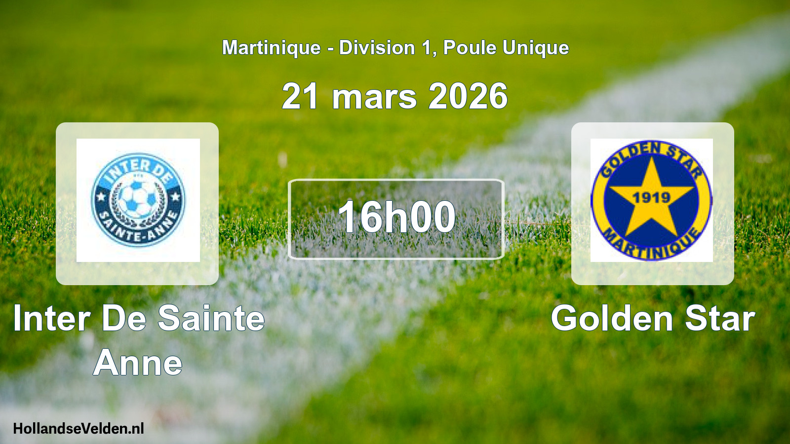 Geplande wedstrijd: Inter De Sainte Anne - Golden Star (21 maart 2026)