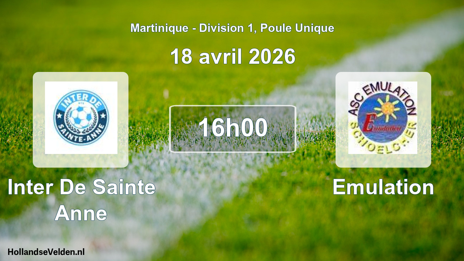 Match programmé: Inter De Sainte Anne - Emulation (18 avril 2026)