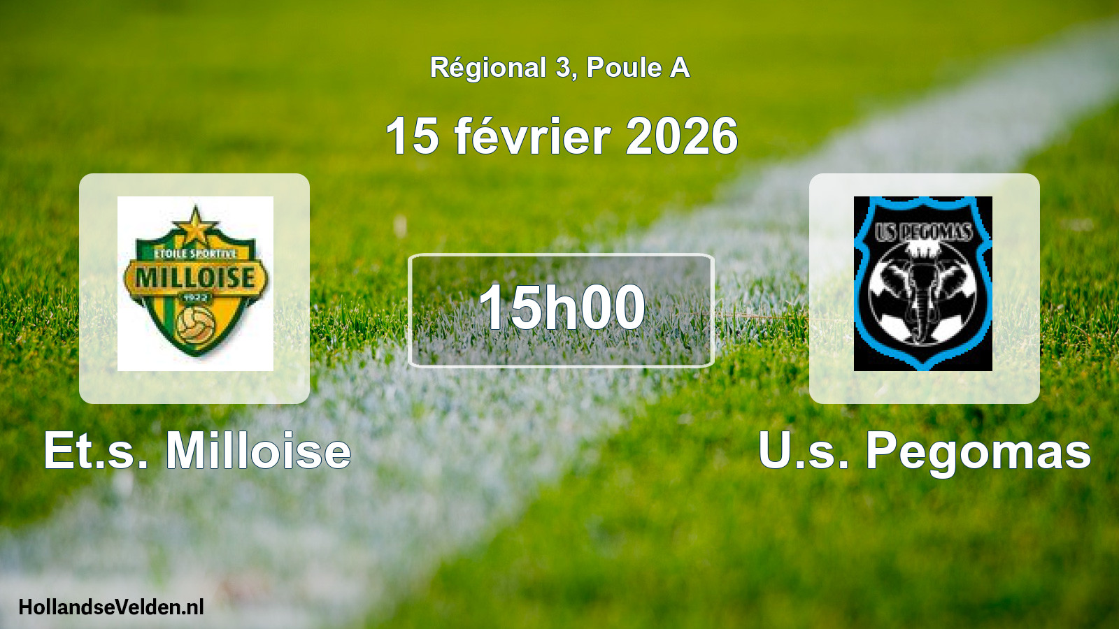 Scheduled Match: Et.s. Milloise - U.s. Pegomas (15 February 2026)
