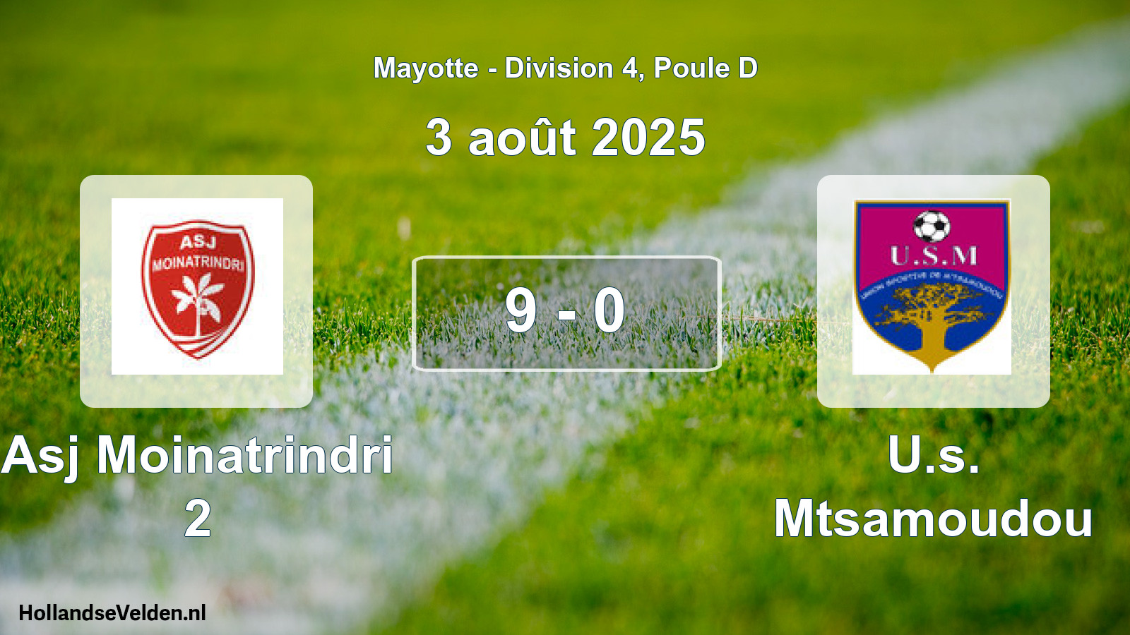 Match joué: Asj Moinatrindri 2 - U.s. Mtsamoudou 9 - 0 (3 août 2025)