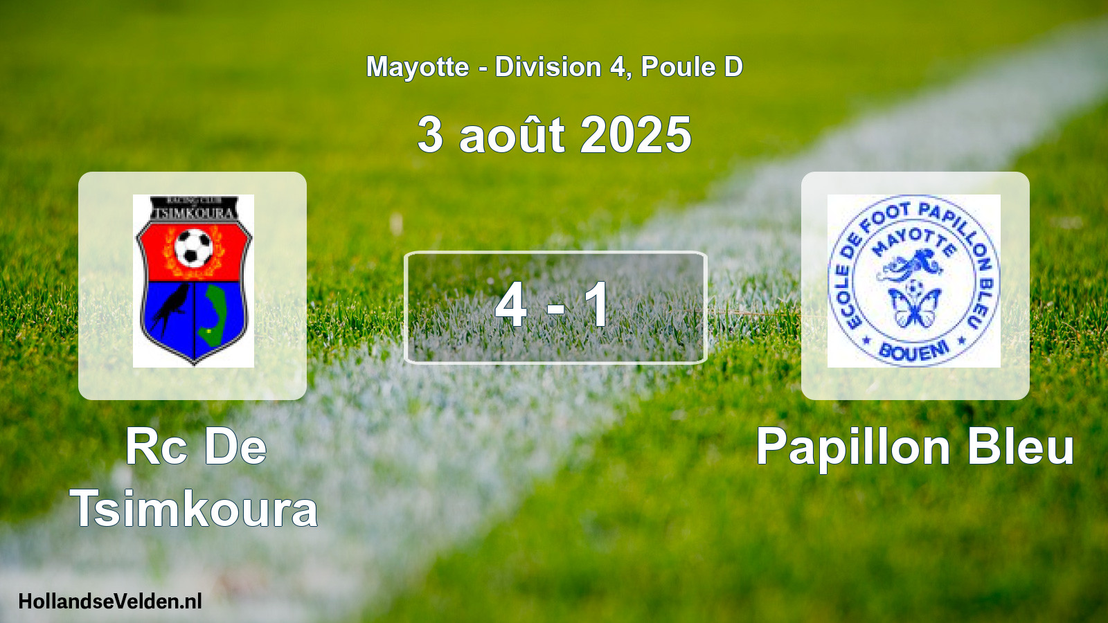 Total number of matches played: Rc De Tsimkoura - Papillon Bleu 4 - 1 (3 August 2025)