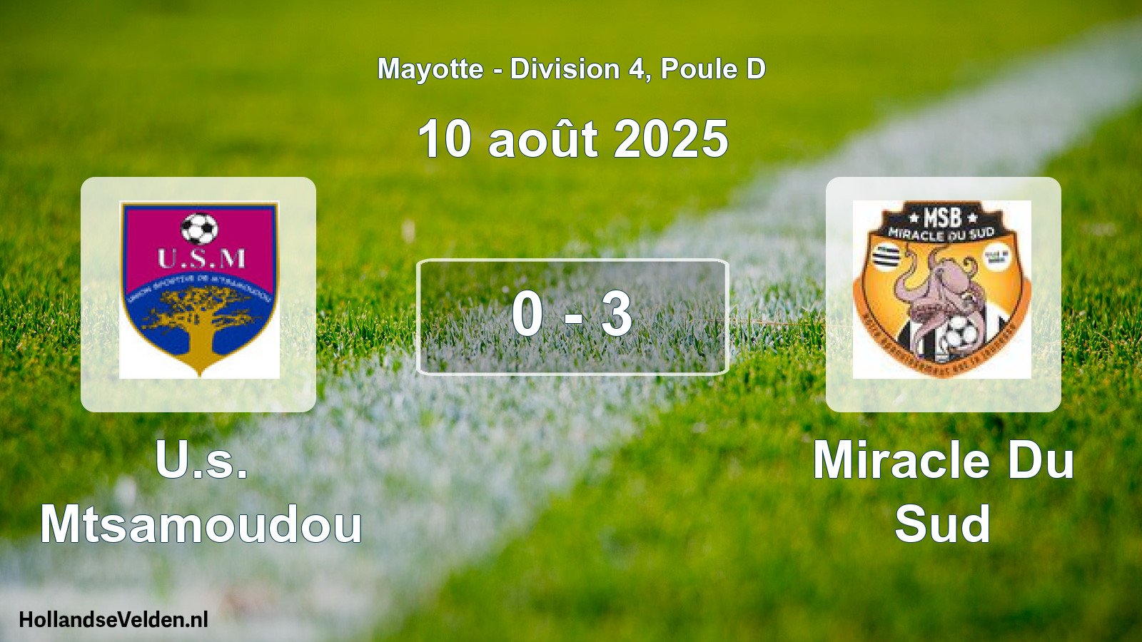 Match joué: U.s. Mtsamoudou - Miracle Du Sud 0 - 3 (10 août 2025)