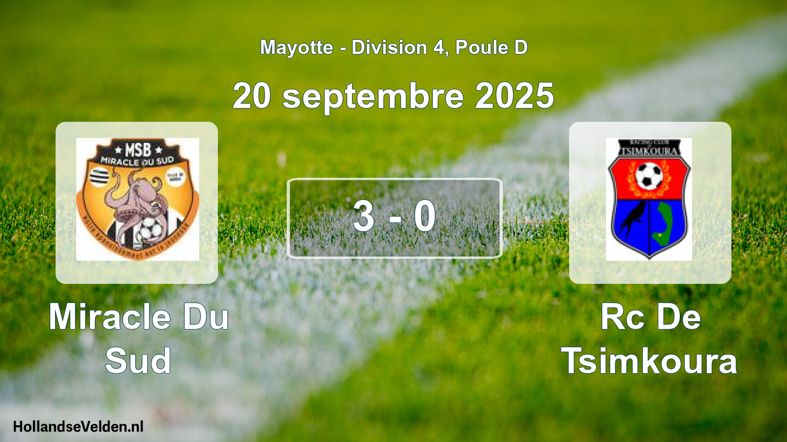Match joué: Miracle Du Sud - Rc De Tsimkoura 1 - 1 (20 septembre 2025)