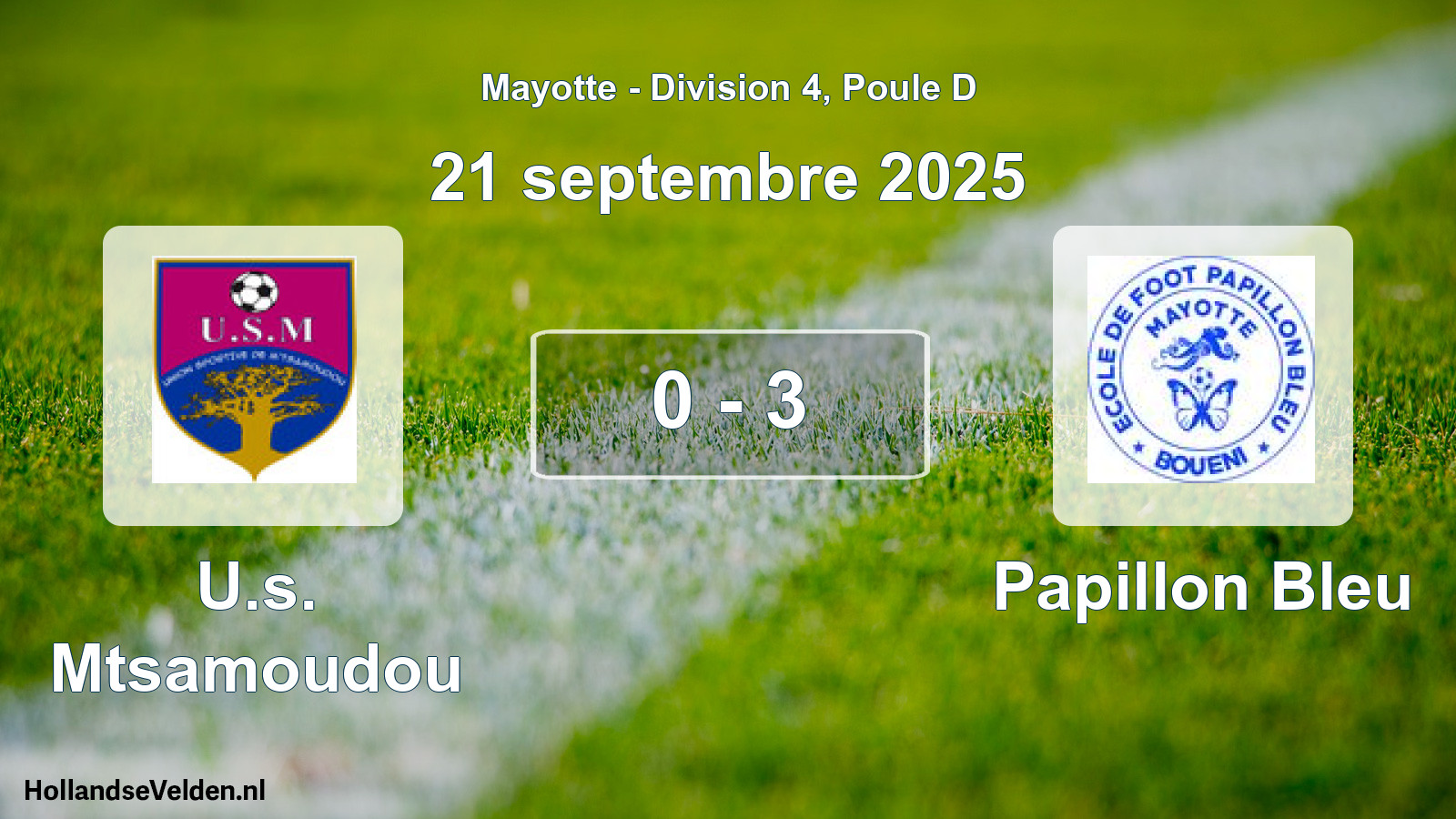 Match joué: U.s. Mtsamoudou - Papillon Bleu 0 - 3 (21 septembre 2025)