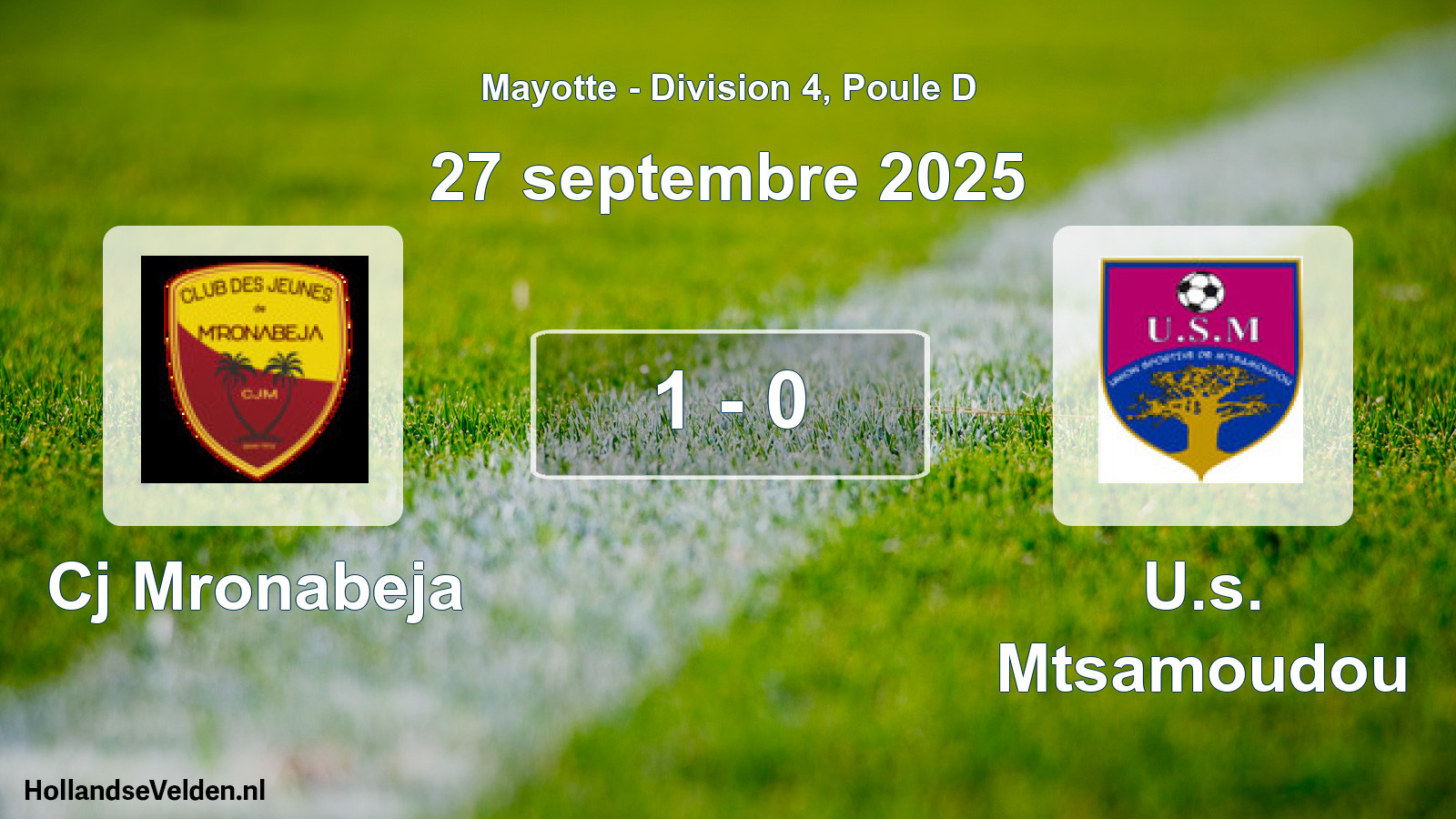 Total number of matches played: Cj Mronabeja - U.s. Mtsamoudou 1 - 0 (27 September 2025)