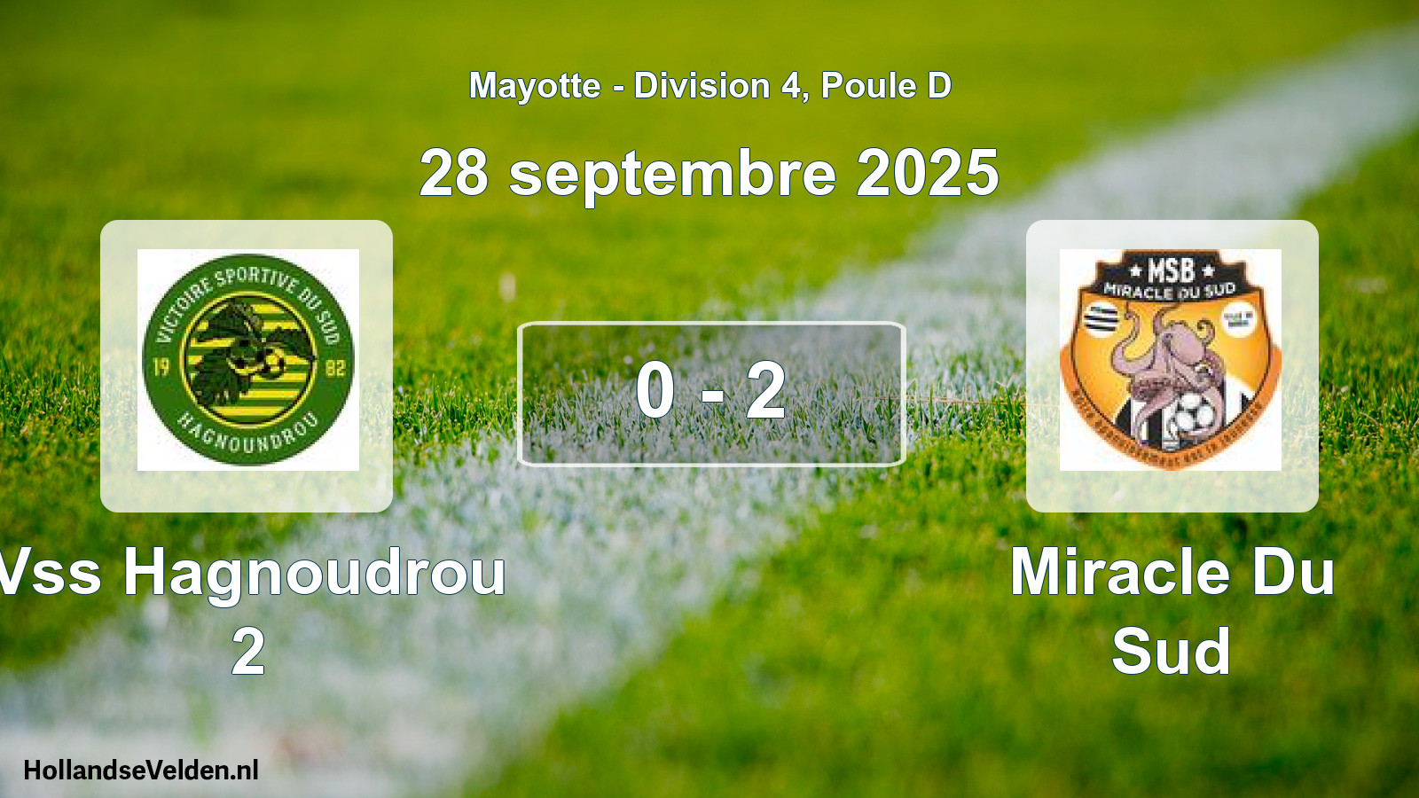 Match joué: Vss Hagnoudrou 2 - Miracle Du Sud 0 - 2 (28 septembre 2025)