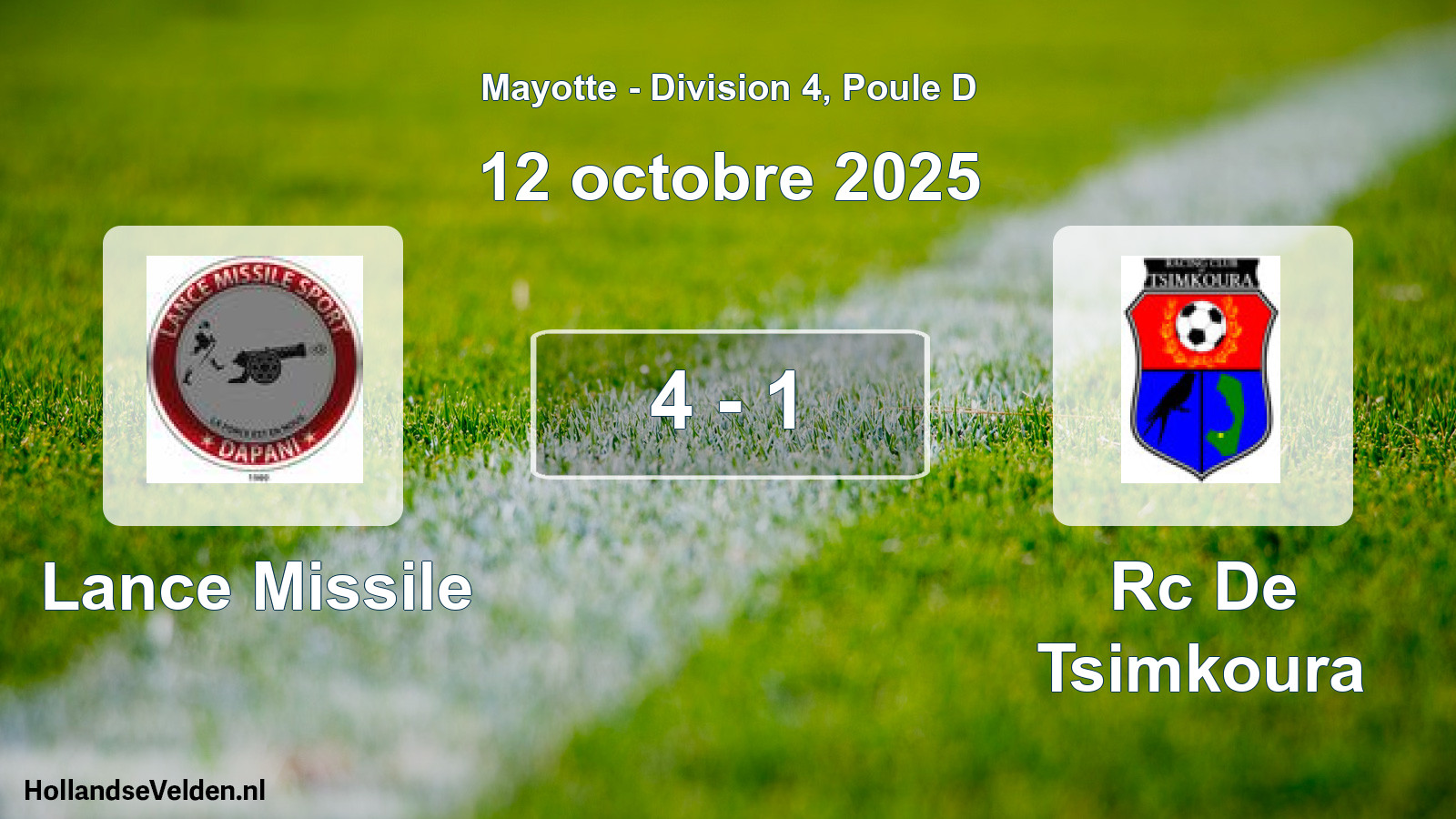 Gespeelde wedstrijd: Lance Missile - Rc De Tsimkoura 4 - 1 (12 oktober 2025)