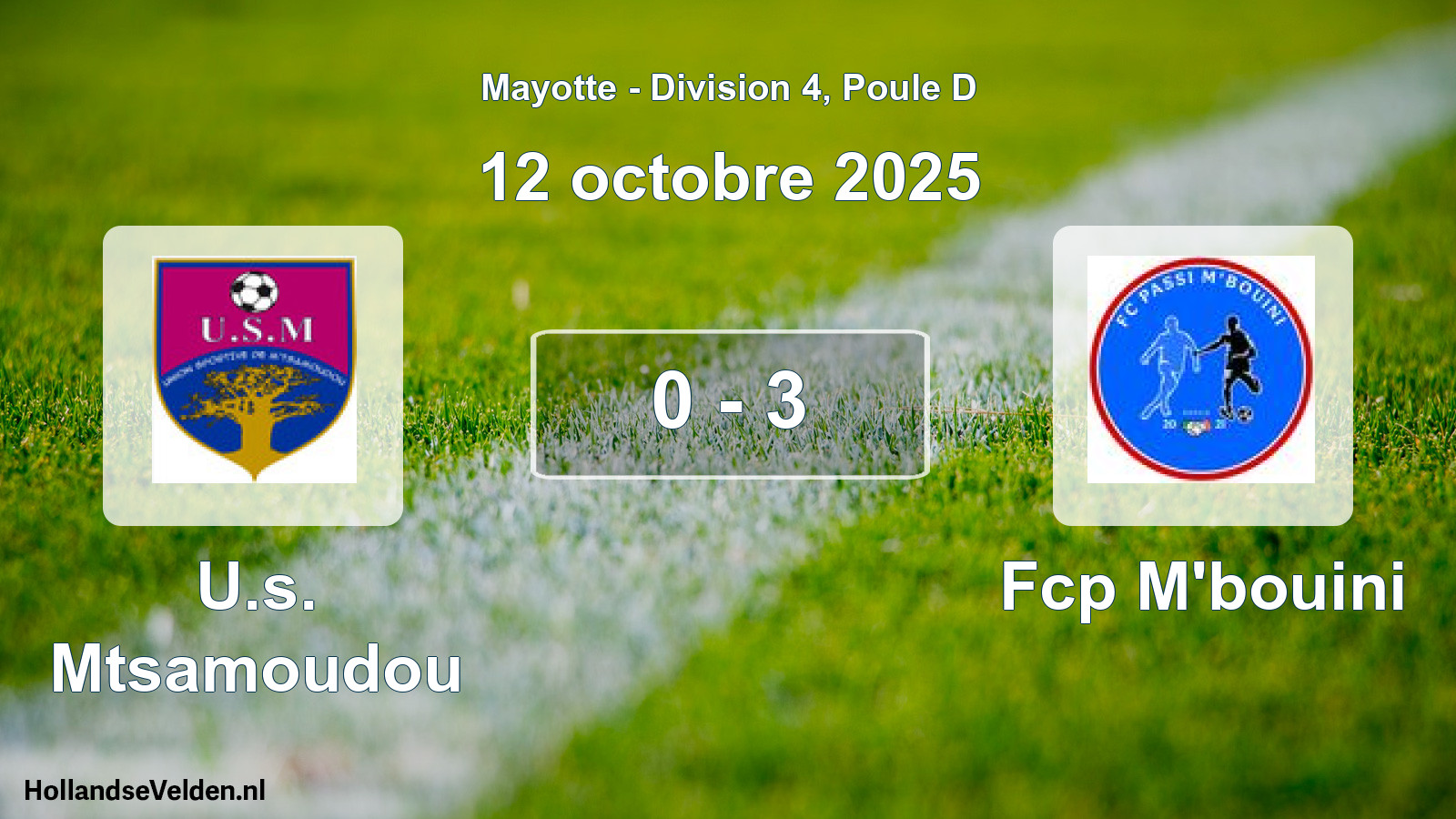 Match joué: U.s. Mtsamoudou - Fcp M'bouini 0 - 3 (12 octobre 2025)