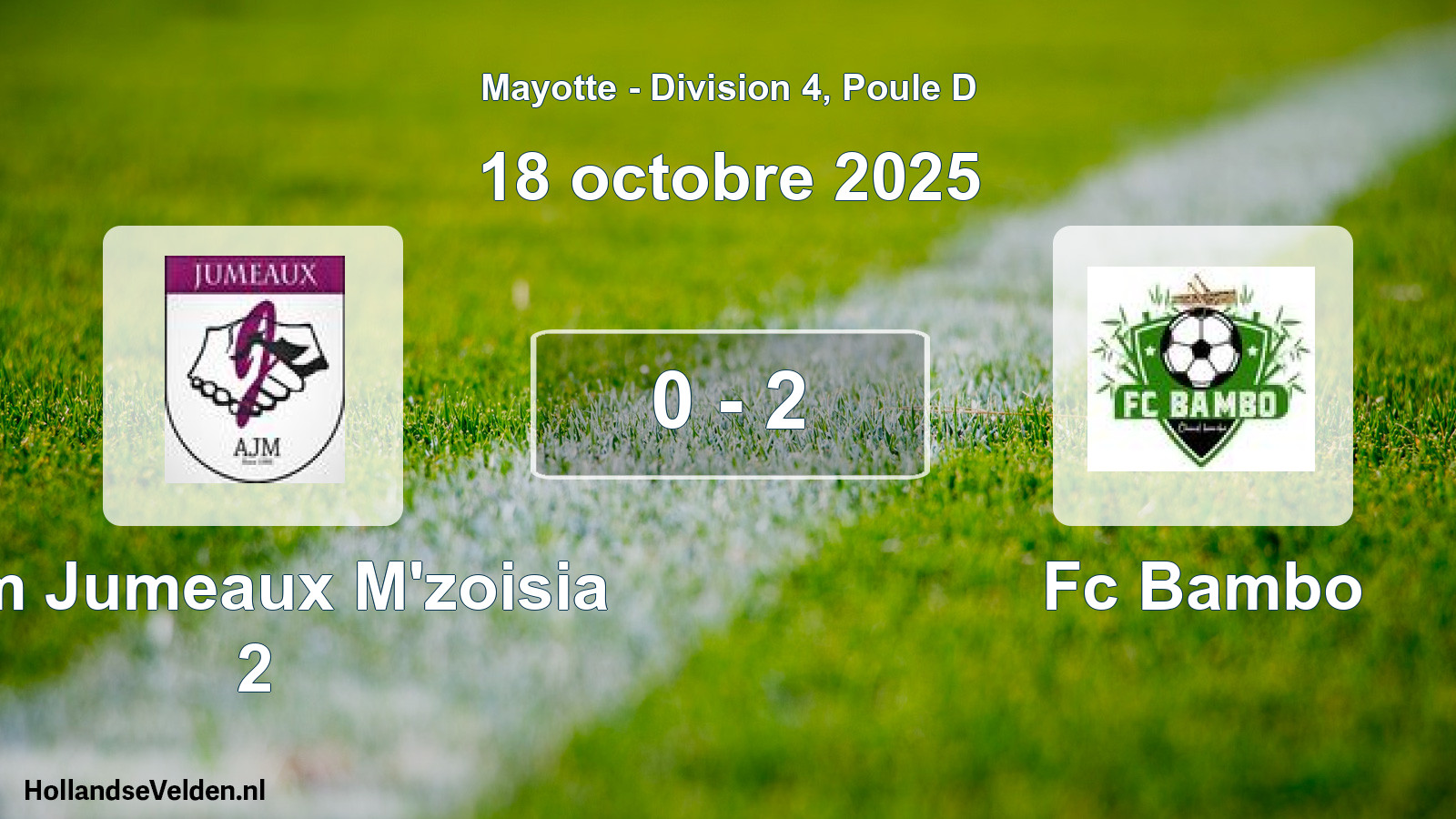 Match joué: Ajm Jumeaux M'zoisia 2 - Fc Bambo 0 - 2 (18 octobre 2025)