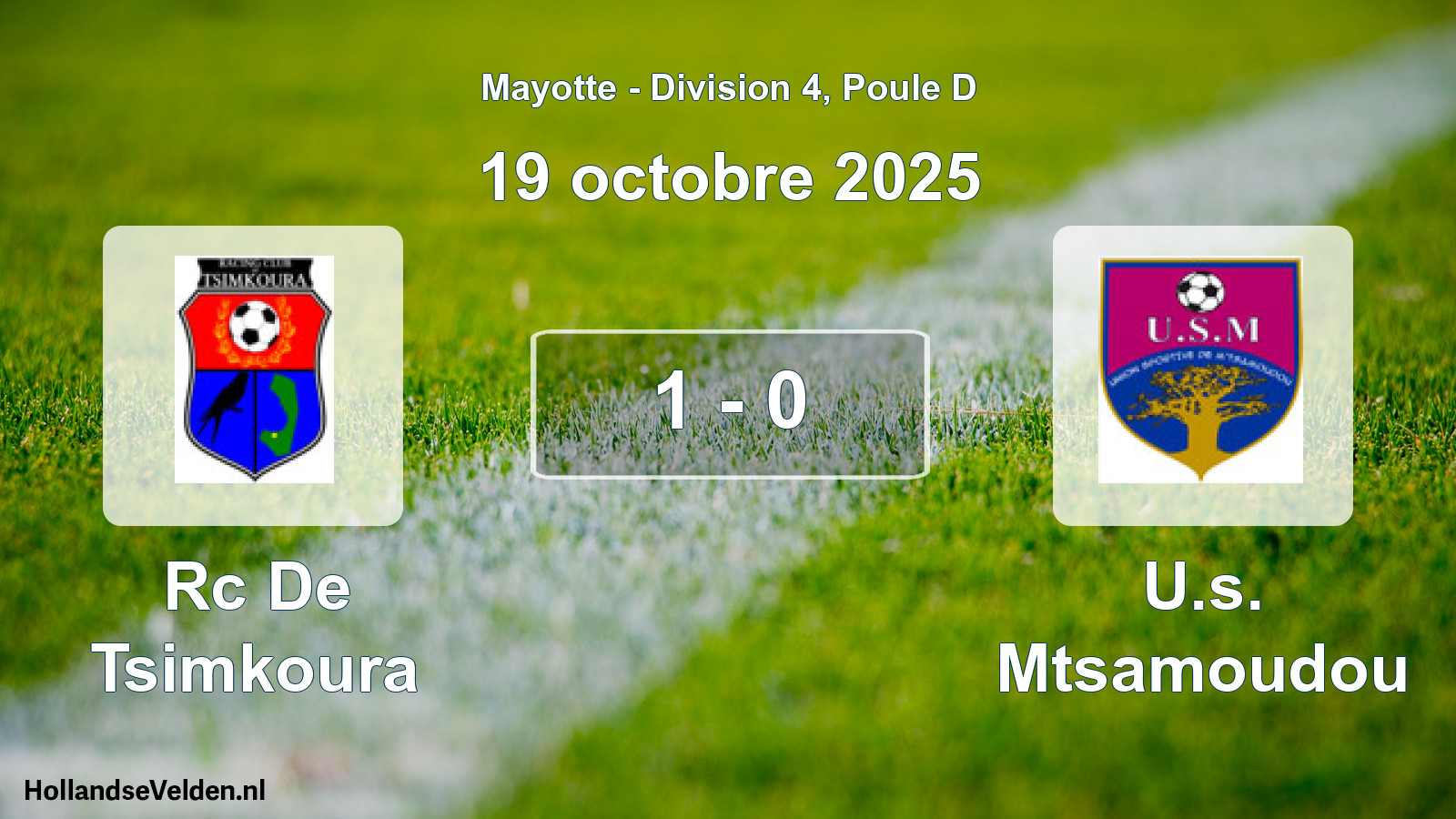 Match joué: Rc De Tsimkoura - U.s. Mtsamoudou 1 - 0 (19 octobre 2025)