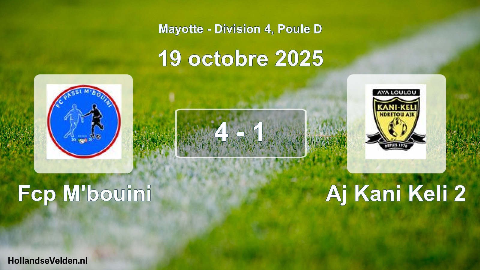 Match joué: Fcp M'bouini - Aj Kani Keli 2 4 - 1 (19 octobre 2025)
