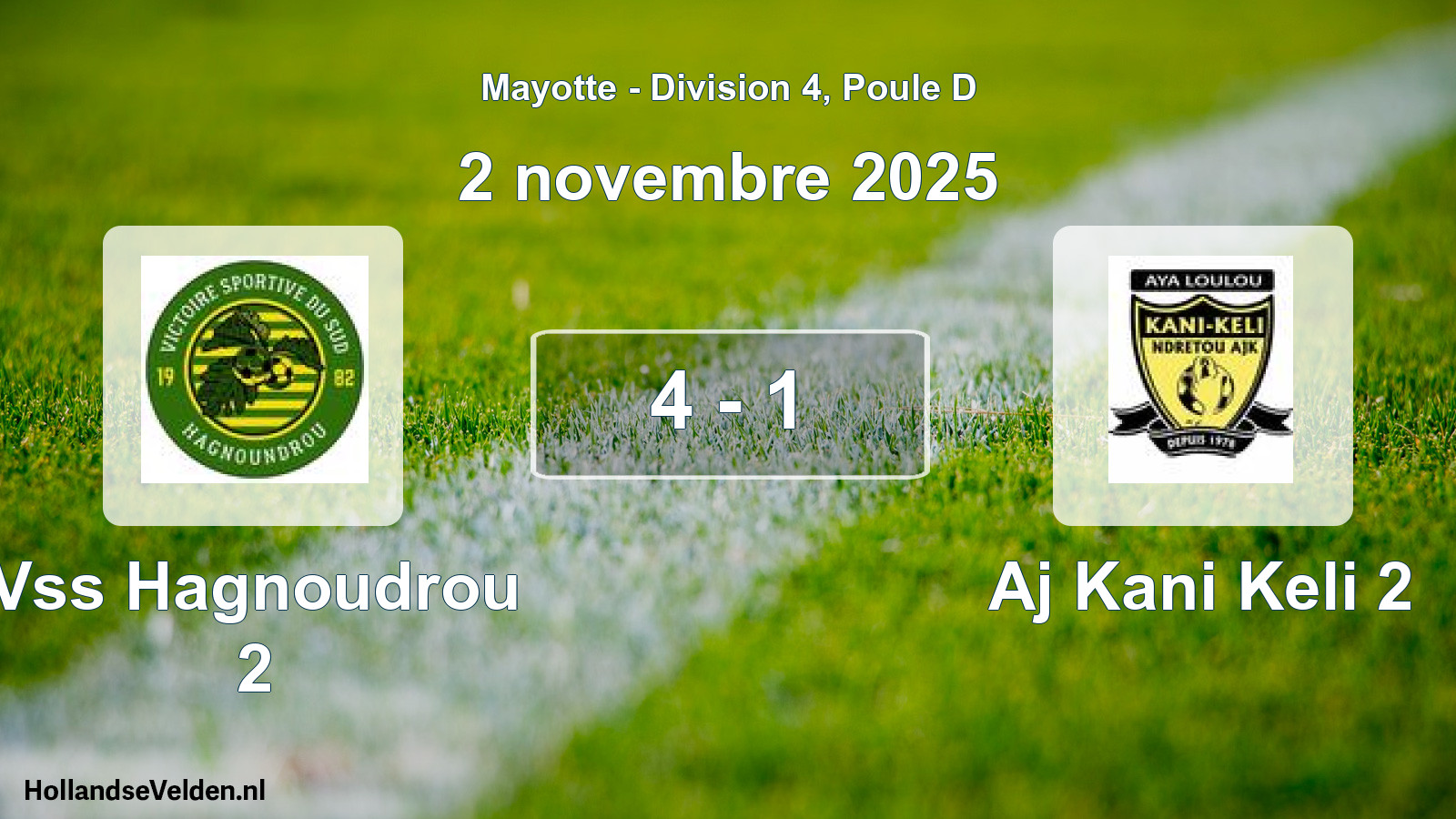 Total number of matches played: Vss Hagnoudrou 2 - Aj Kani Keli 2 4 - 1 (2 November 2025)