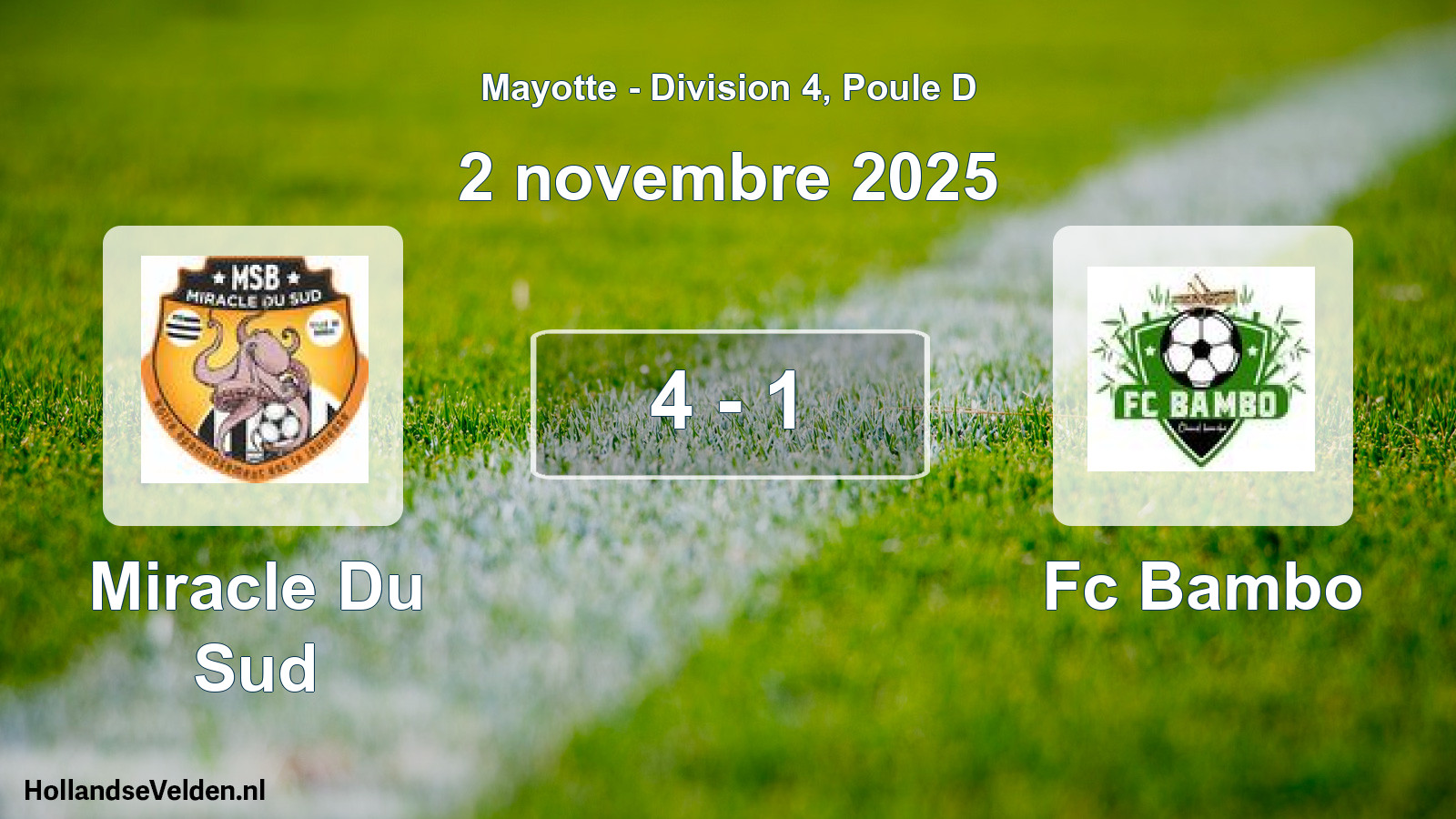 Match joué: Miracle Du Sud - Fc Bambo 4 - 1 (2 novembre 2025)