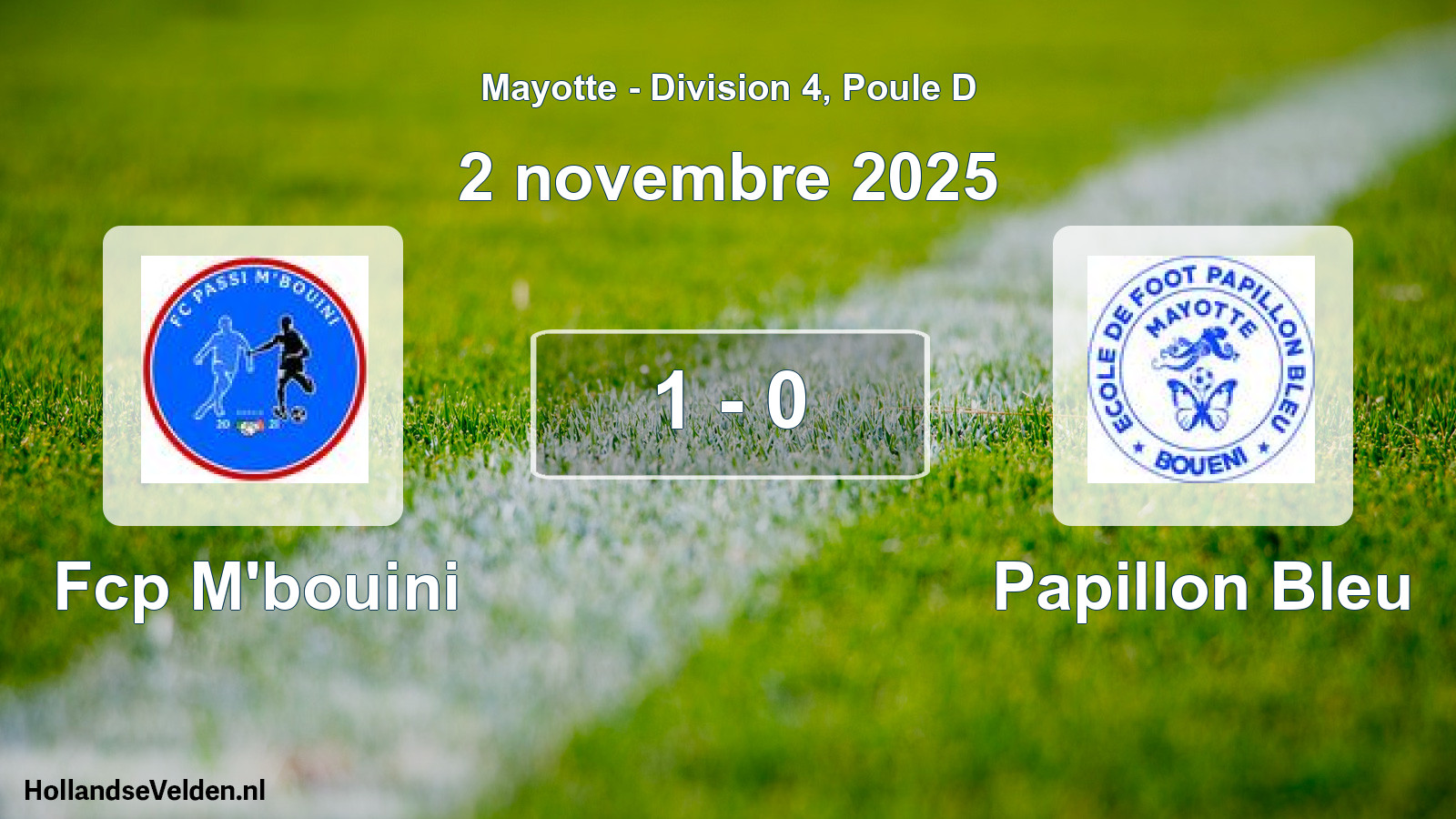Match joué: Fcp M'bouini - Papillon Bleu 1 - 0 (2 novembre 2025)