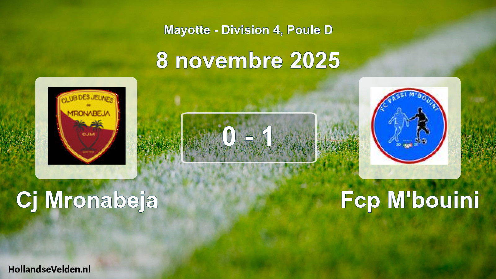 Match joué: Cj Mronabeja - Fcp M'bouini 0 - 1 (8 novembre 2025)
