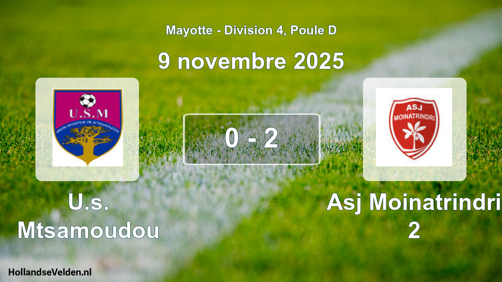 Total number of matches played: U.s. Mtsamoudou - Asj Moinatrindri 2 0 - 2 (9 November 2025)