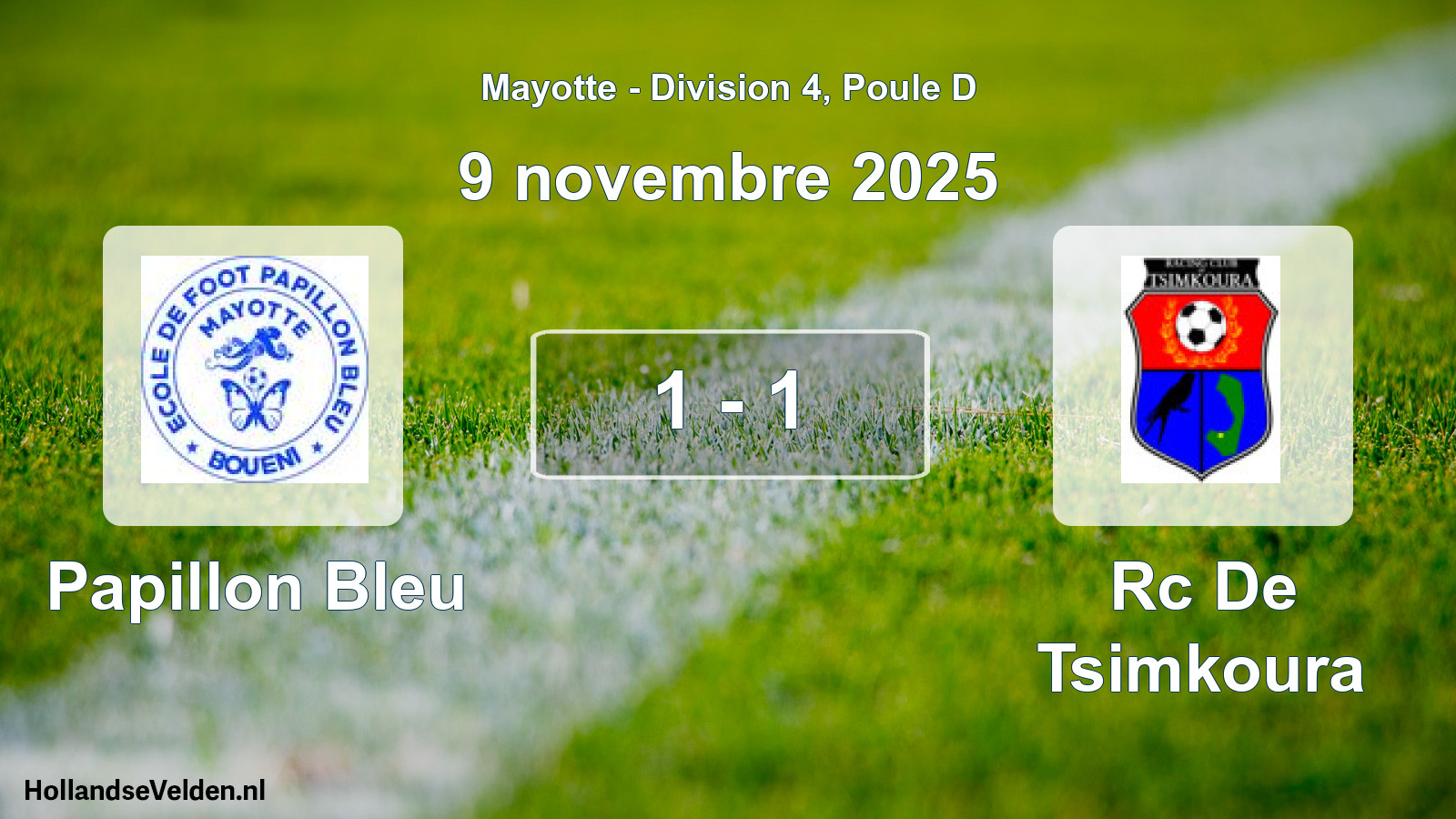 Match joué: Papillon Bleu - Rc De Tsimkoura 1 - 1 (9 novembre 2025)