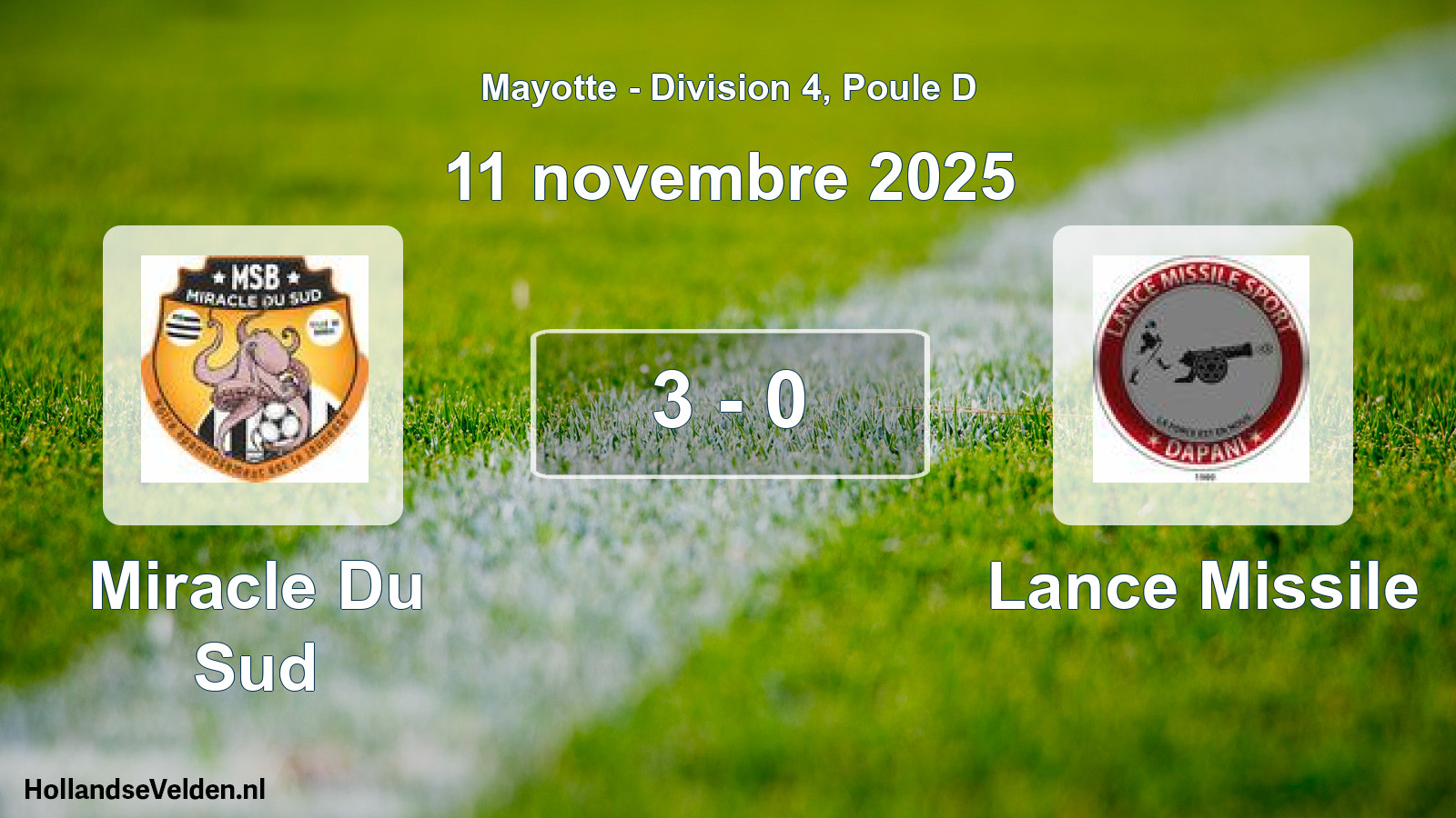 Match joué: Miracle Du Sud - Lance Missile 3 - 0 (11 novembre 2025)