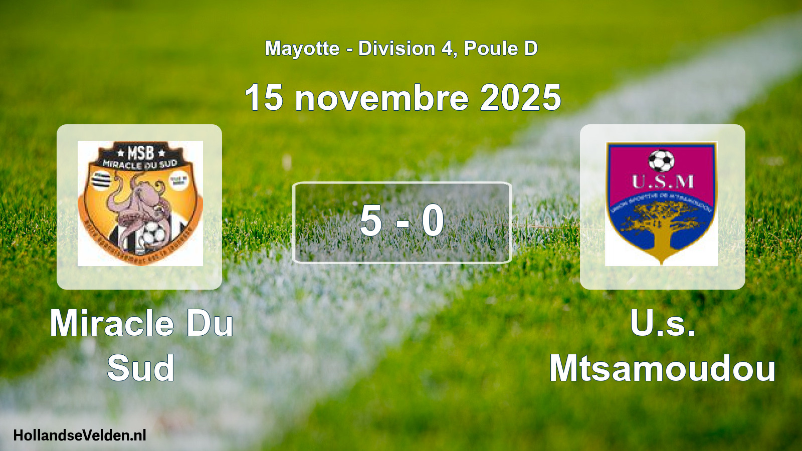 Match joué: Miracle Du Sud - U.s. Mtsamoudou 5 - 0 (15 novembre 2025)