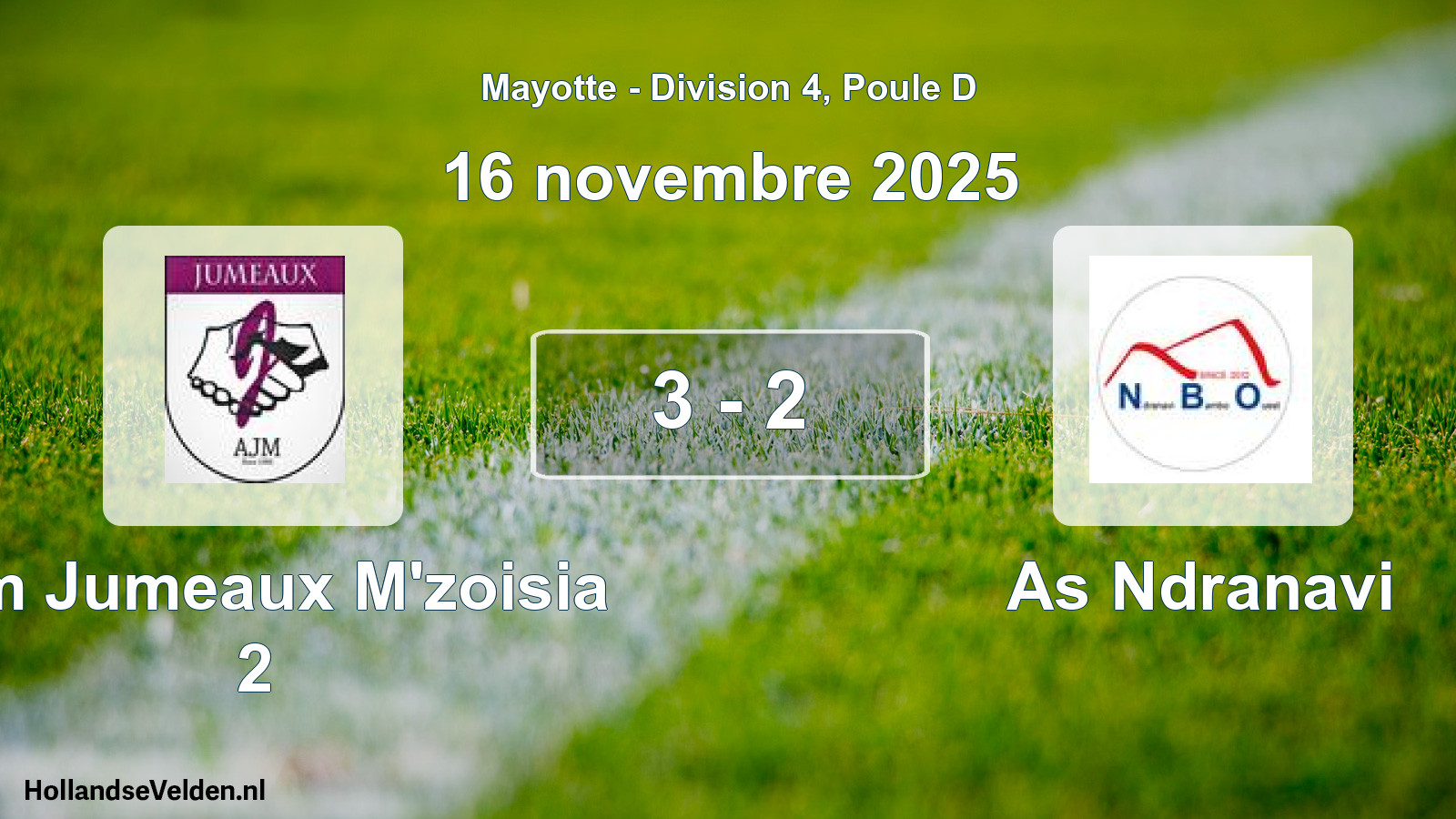 Total number of matches played: Ajm Jumeaux M'zoisia 2 - As Ndranavi 3 - 2 (16 November 2025)