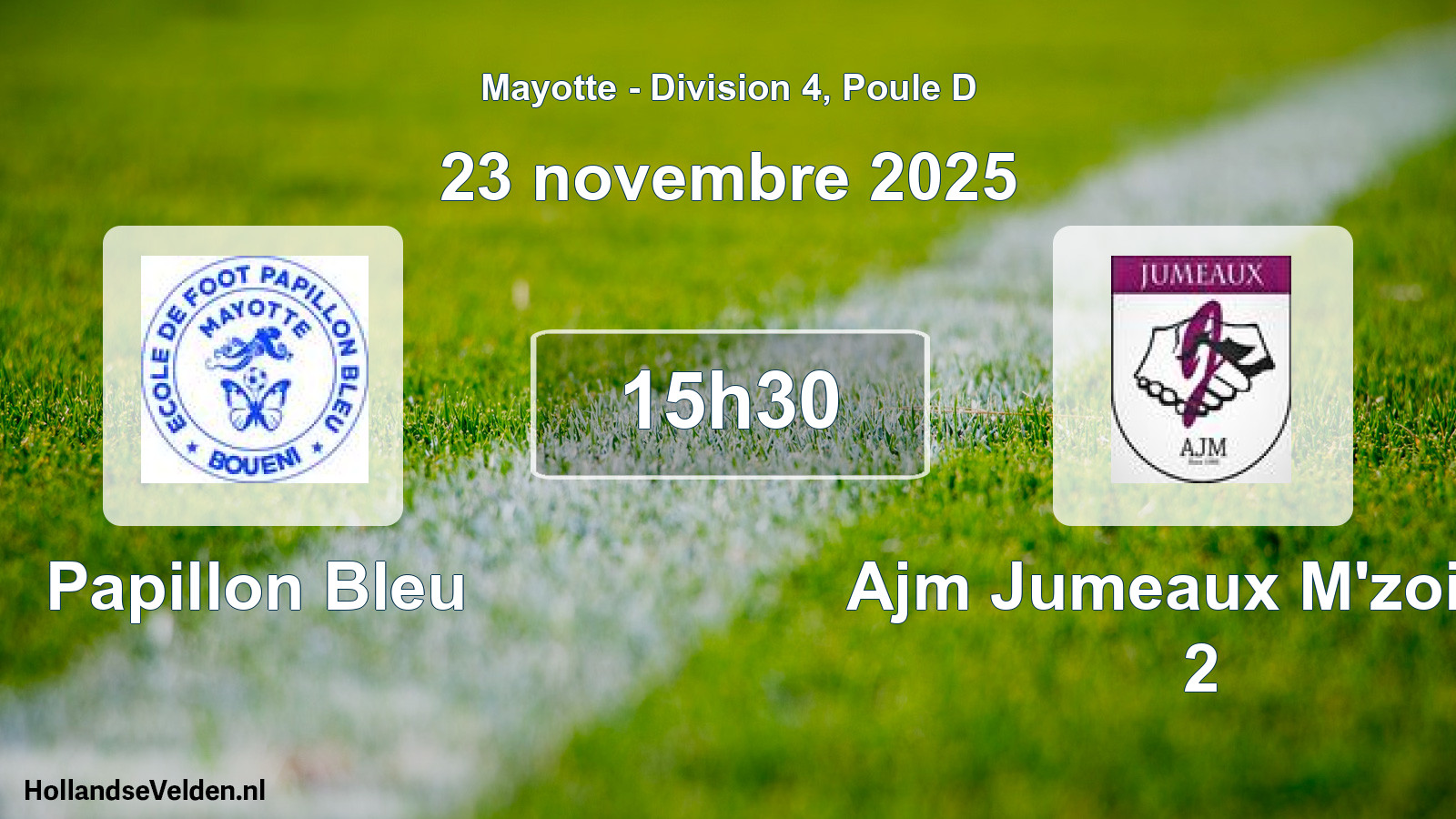 Match programmé: Papillon Bleu - Ajm Jumeaux M'zoisia 2 (23 novembre 2025)