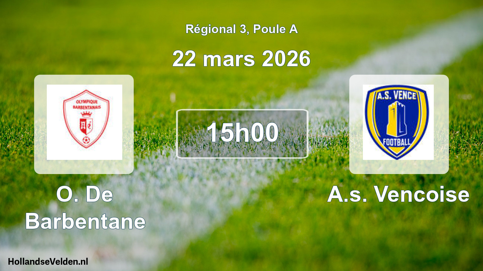 Scheduled Match: O. De Barbentane - A.s. Vencoise (22 March 2026)