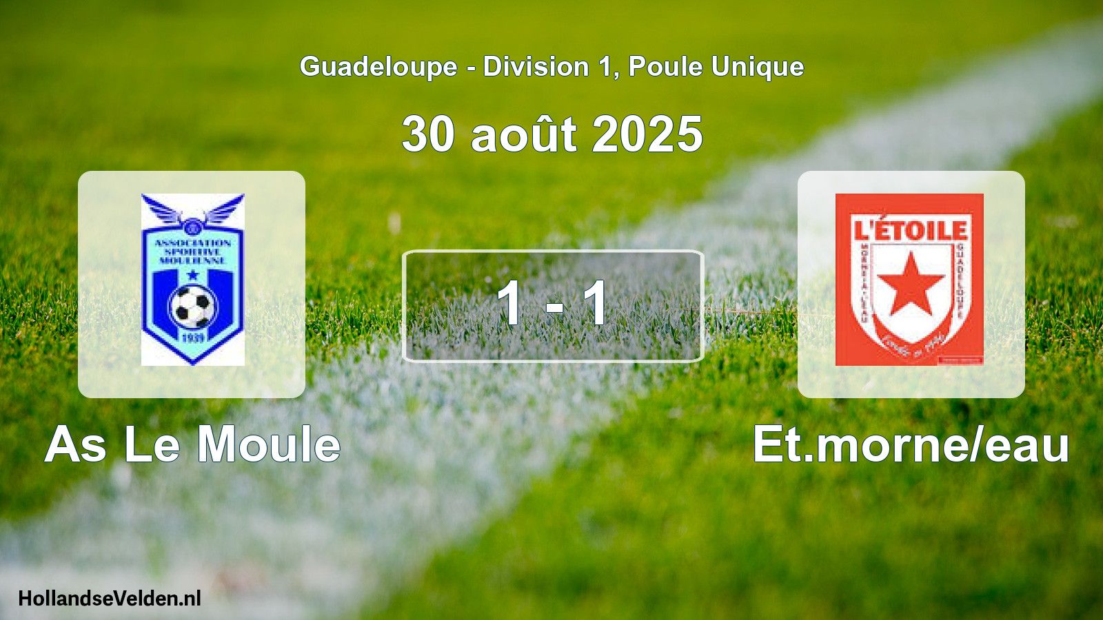 Total number of matches played: As Le Moule - Et.morne/eau 1 - 1 (30 August 2025)