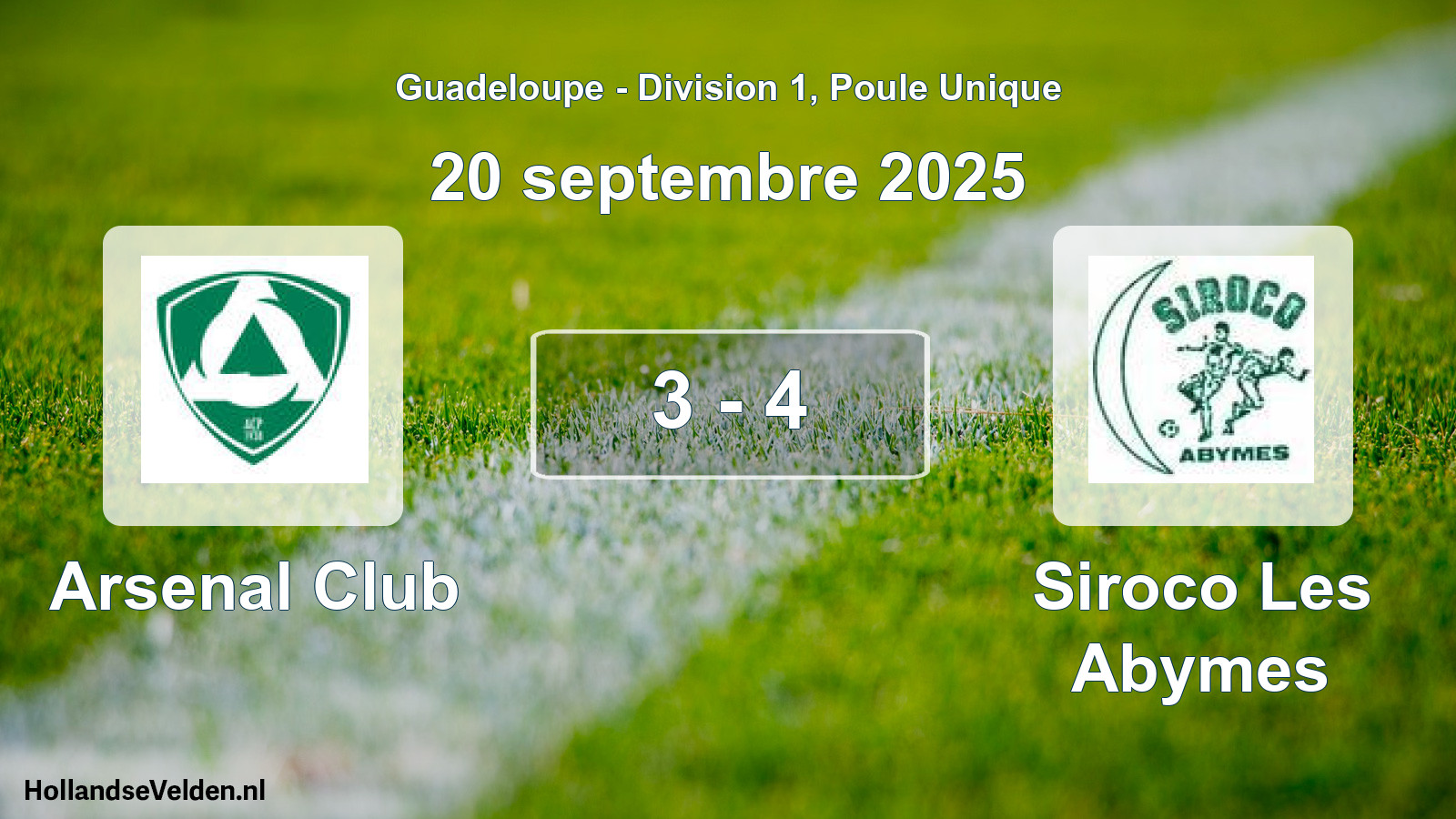 Gespeelde wedstrijd: Arsenal Club - Siroco Les Abymes 3 - 4 (20 september 2025)
