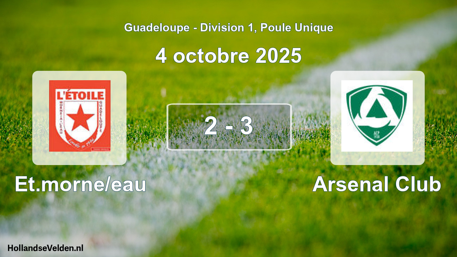 Gespeelde wedstrijd: Et.morne/eau - Arsenal Club 2 - 3 (4 oktober 2025)