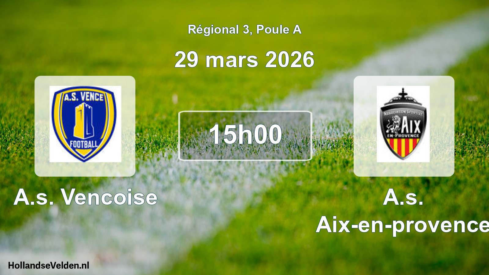 Geplande wedstrijd: A.s. Vencoise - A.s. Aix-en-provence (29 mars 2026)