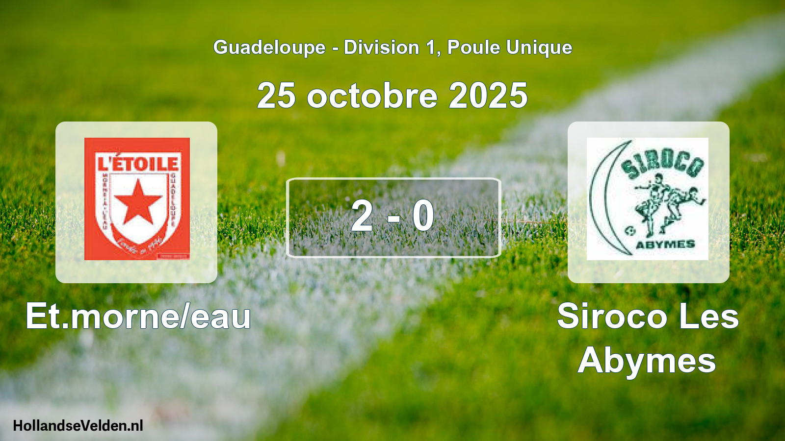 Match joué: Et.morne/eau - Siroco Les Abymes 2 - 0 (25 octobre 2025)