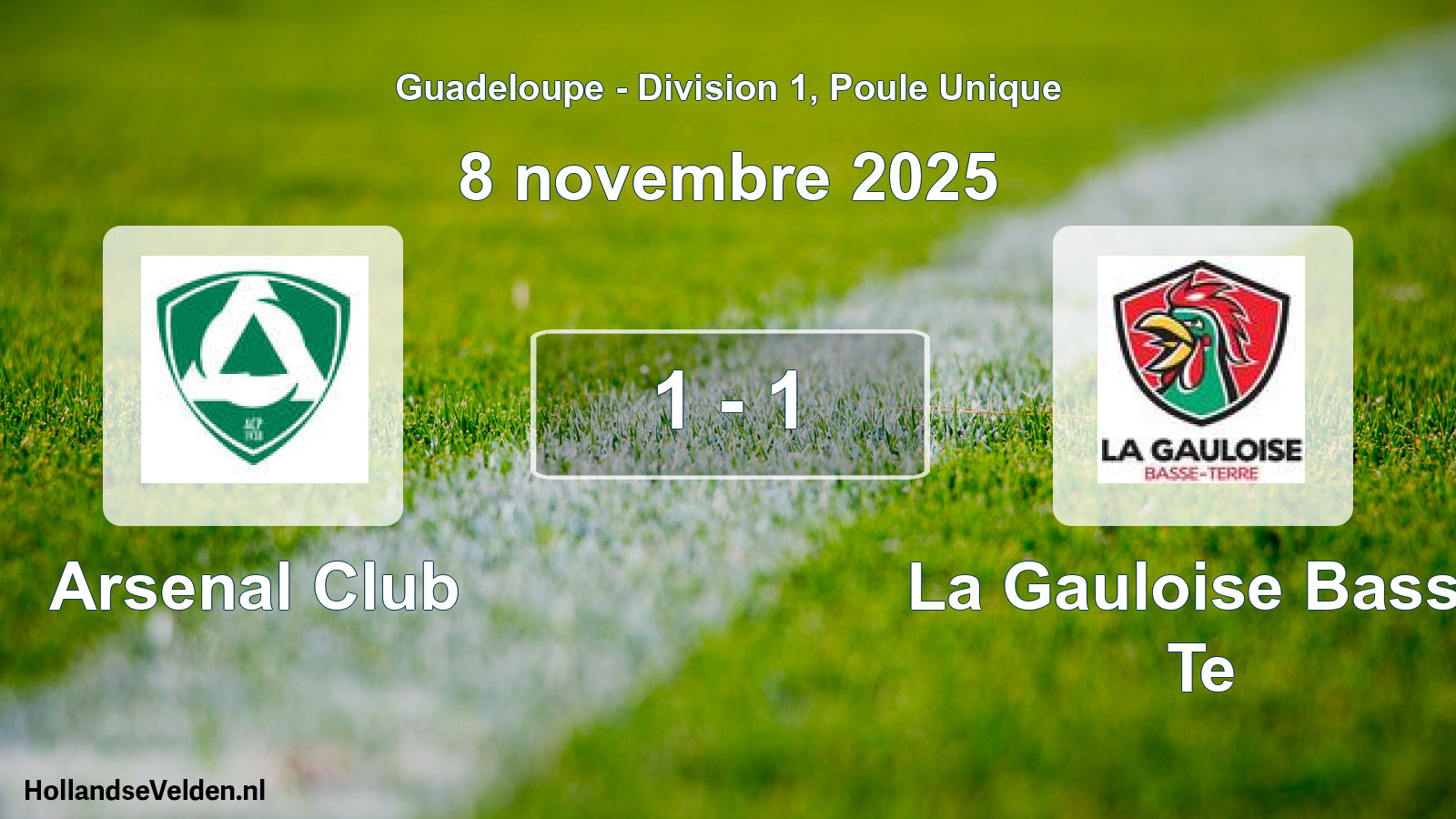 Match joué: Arsenal Club - La Gauloise Basse Te 1 - 1 (8 novembre 2025)