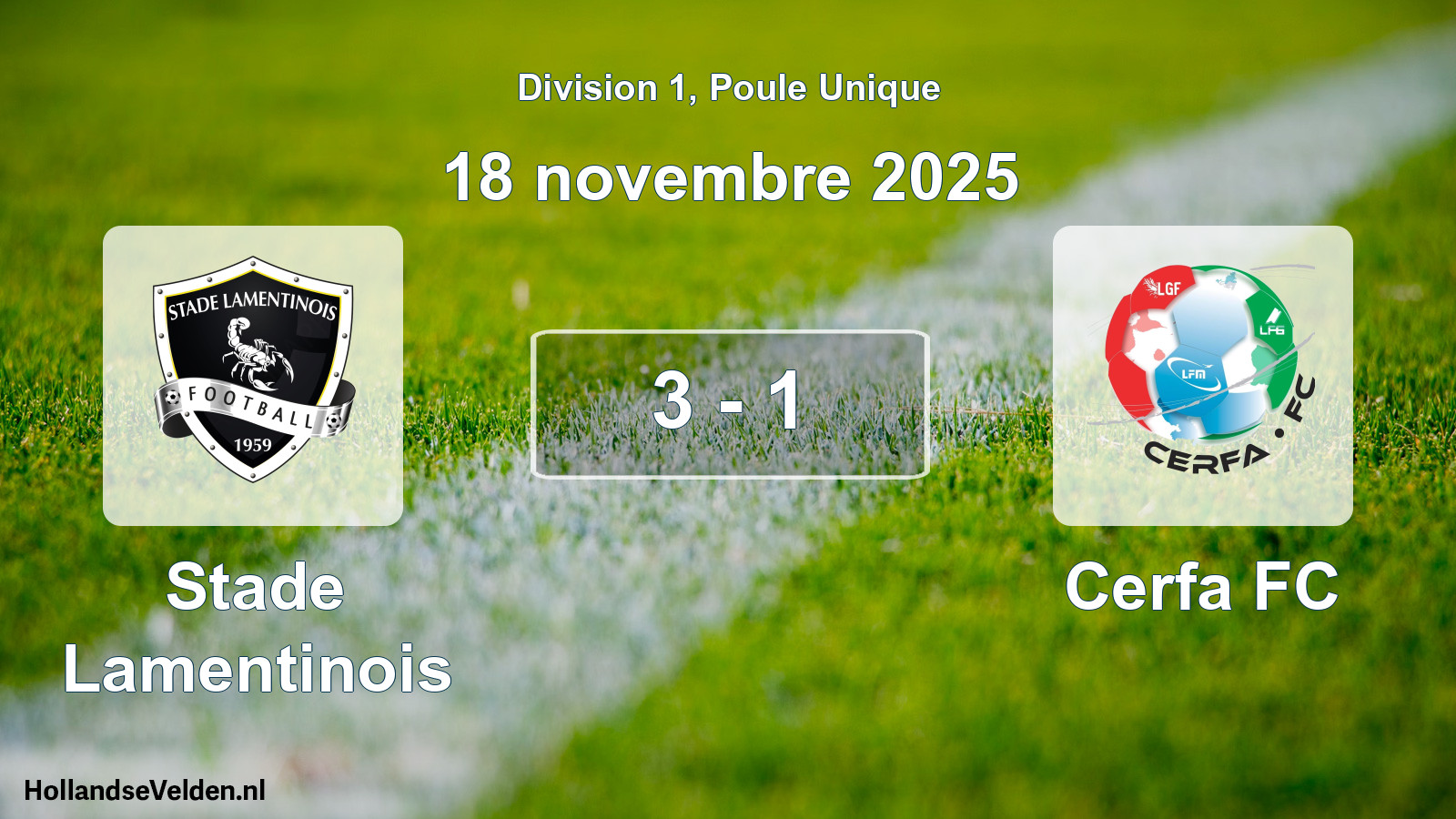 Match joué: Stade Lamentinois - Cerfa FC 3 - 1 (18 novembre 2025)
