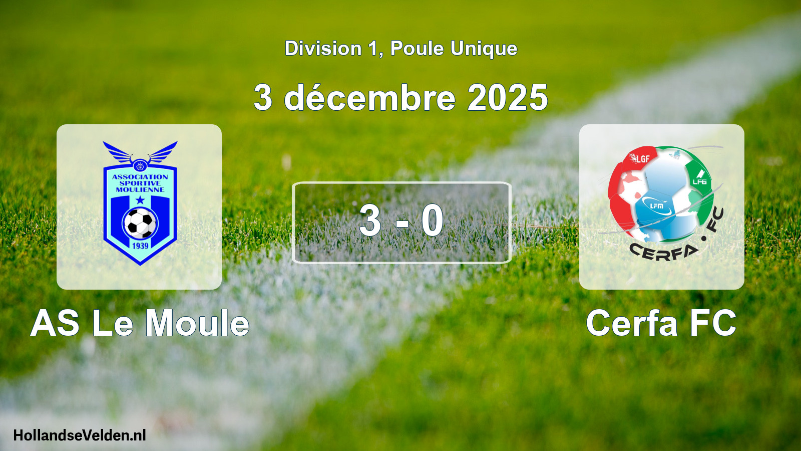 Match joué: AS Le Moule - Cerfa FC 3 - 0 (3 décembre 2025)