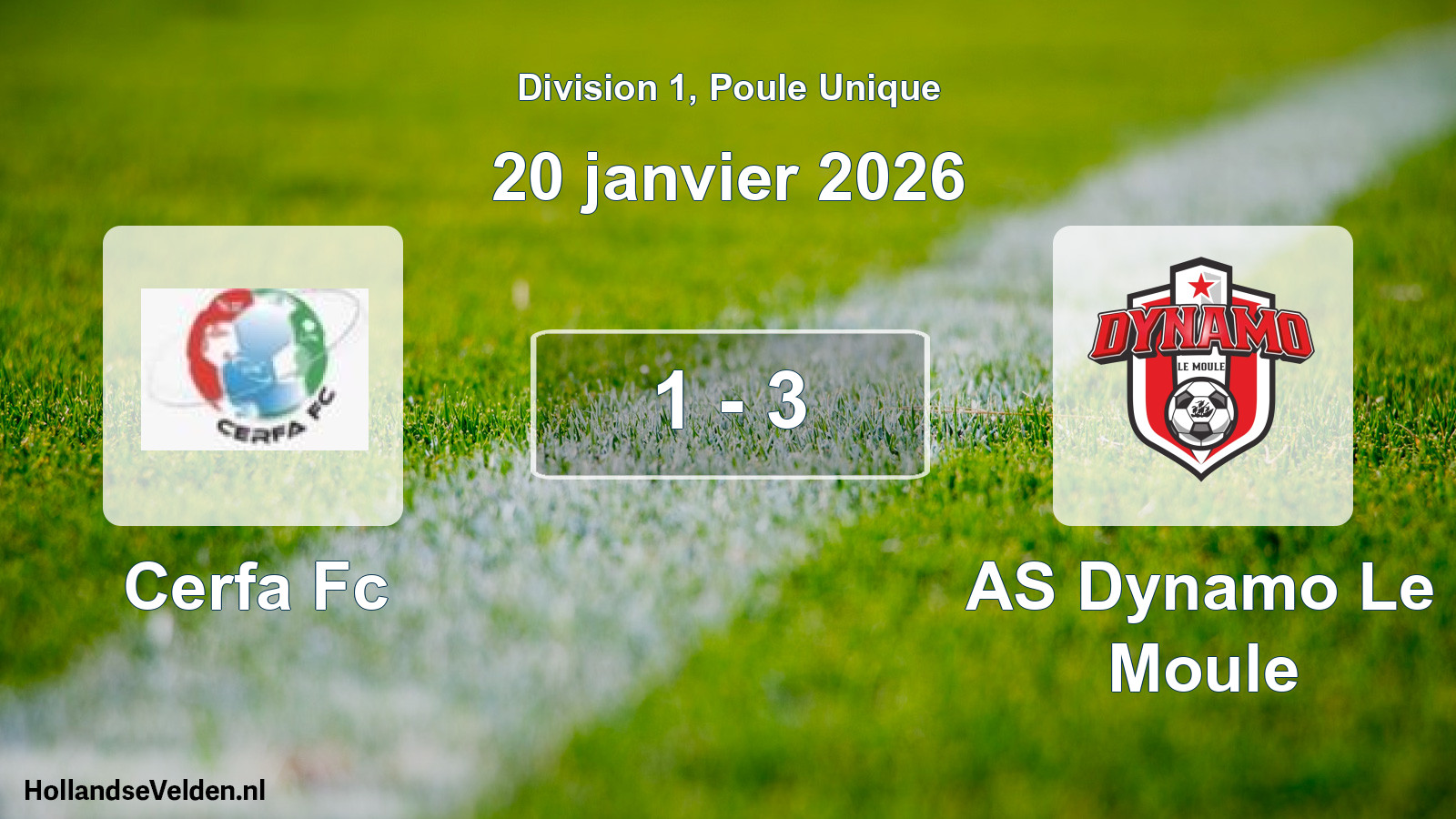 Gespeelde wedstrijd: Cerfa Fc - AS Dynamo Le Moule 1 - 3 (20 januari 2026)