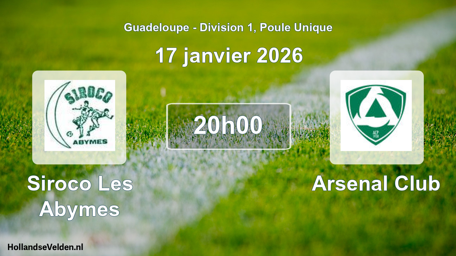 Match programmé: Siroco Les Abymes - Arsenal Club (17 janvier 2026)