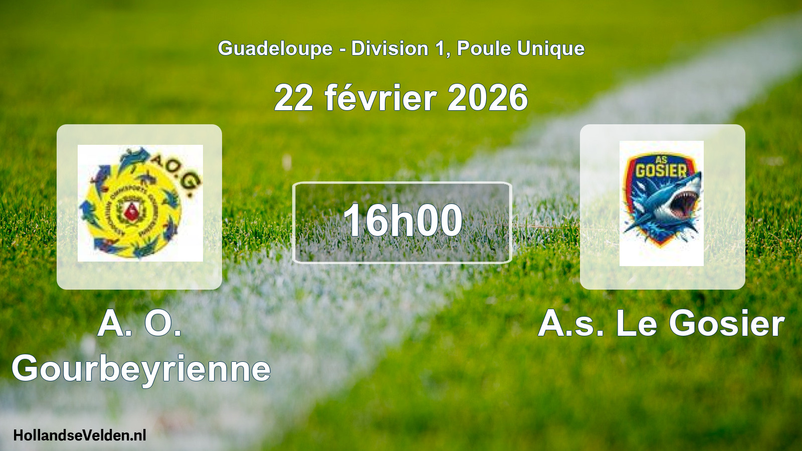Match programmé: A. O. Gourbeyrienne - A.s. Le Gosier (22 février 2026)