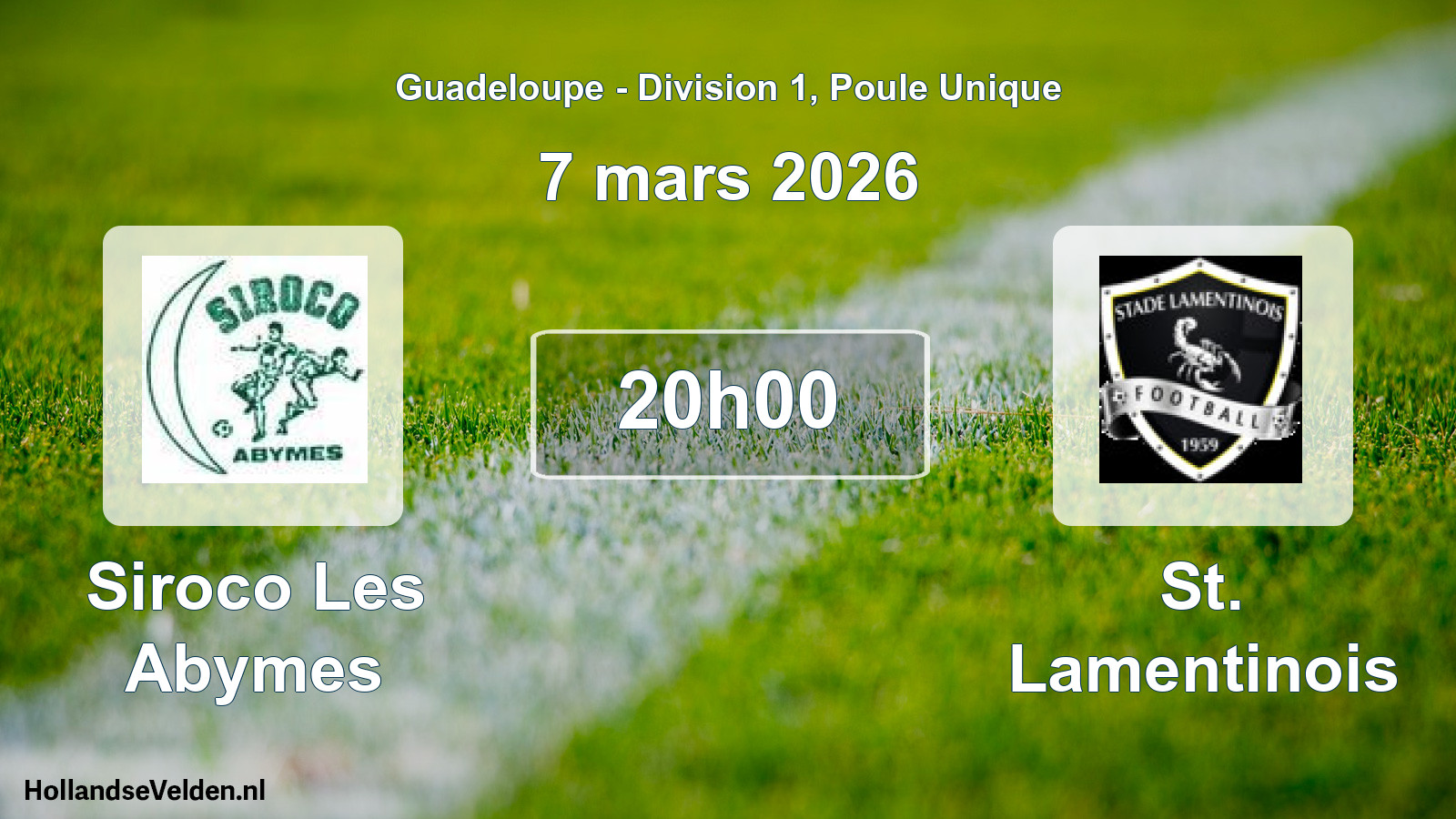 Match programmé: Siroco Les Abymes - St. Lamentinois (7 mars 2026)